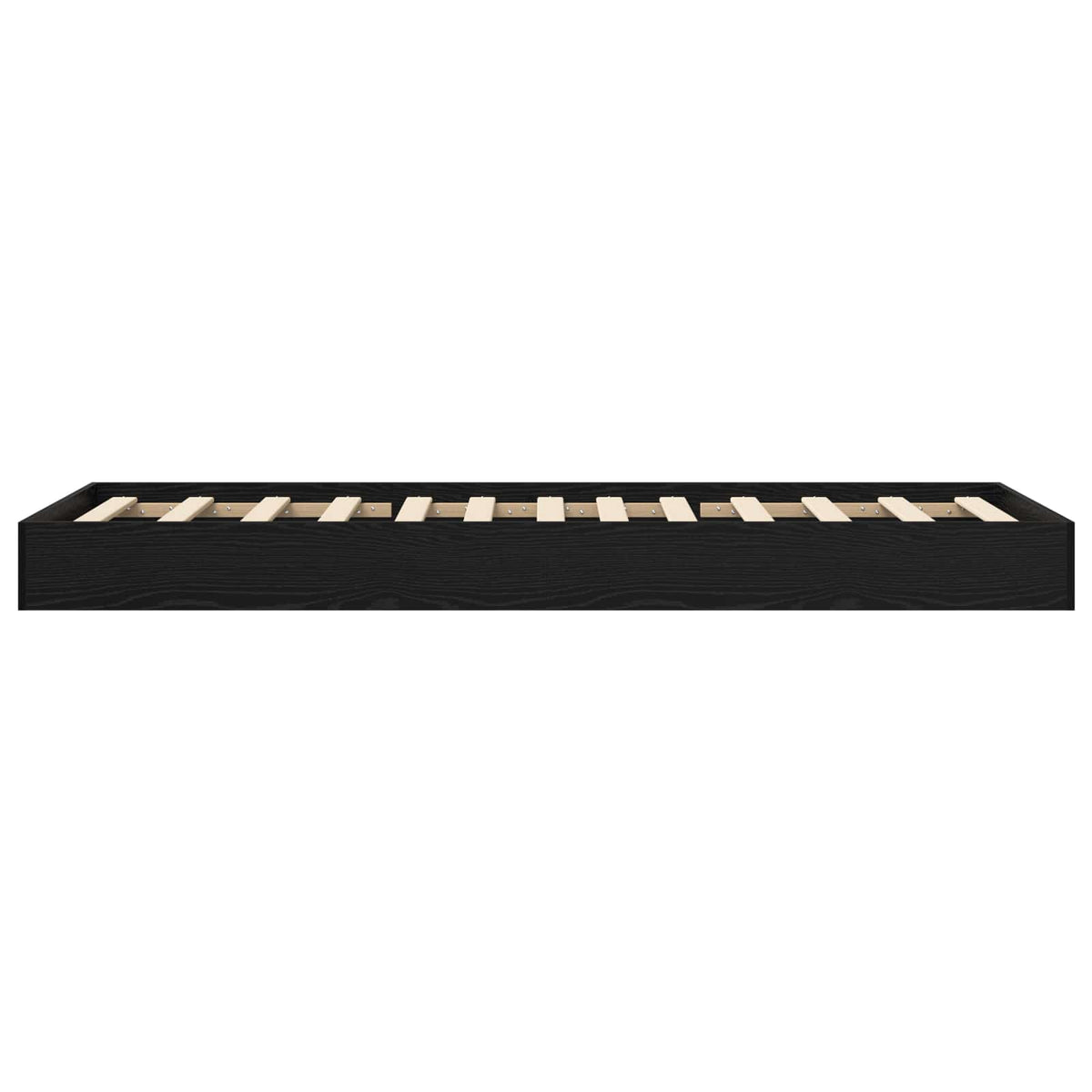 Bodenbettgestell Schwarz Eichen-Optik 80 x 200 cm Holzwerkstoff