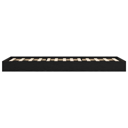 Bodenbettgestell Schwarz Eichen-Optik 80 x 200 cm Holzwerkstoff