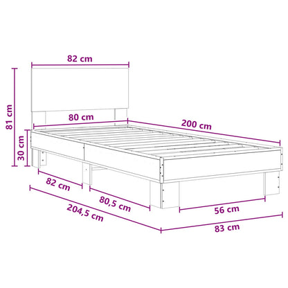 Bettgestell mit Kopfteil Sonoma-Eiche 80 x 200 cm Holzwerkstoff