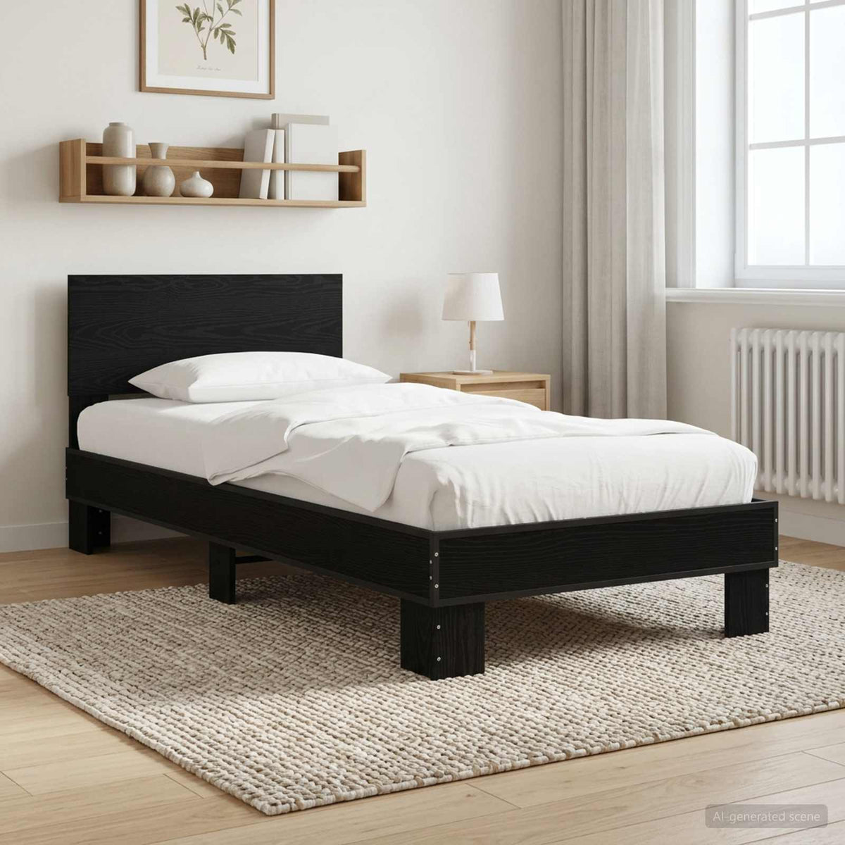 Bettgestell mit Kopfteil Schwarze Eiche 80 x 200 cm