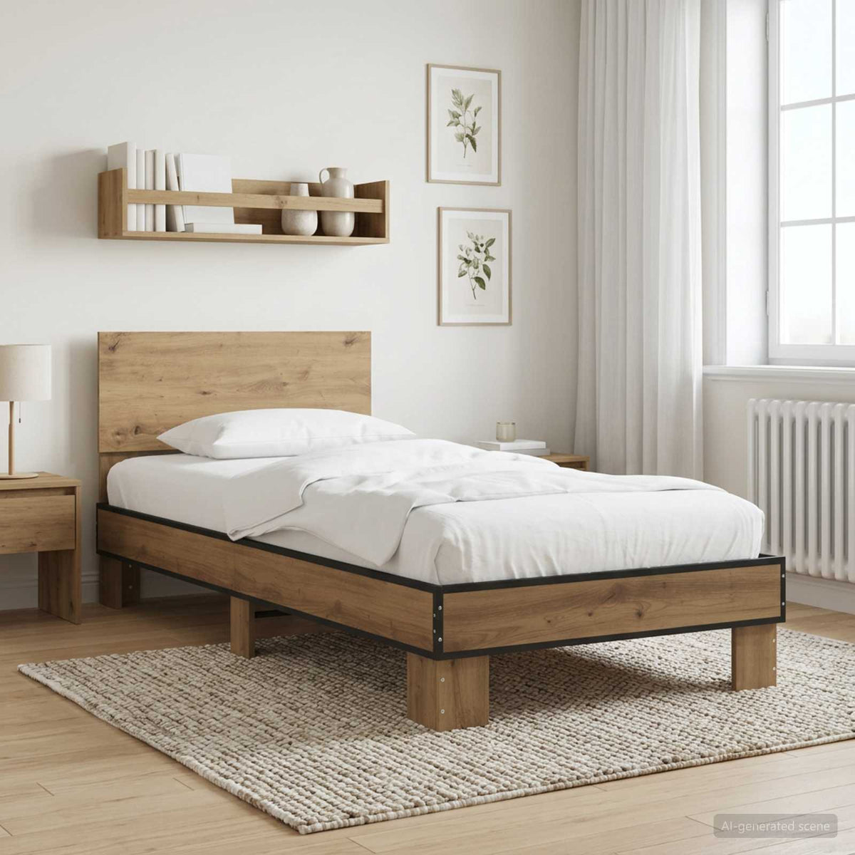 Bettgestell mit Kopfteil Artisan-Eiche 80 x 200 cm