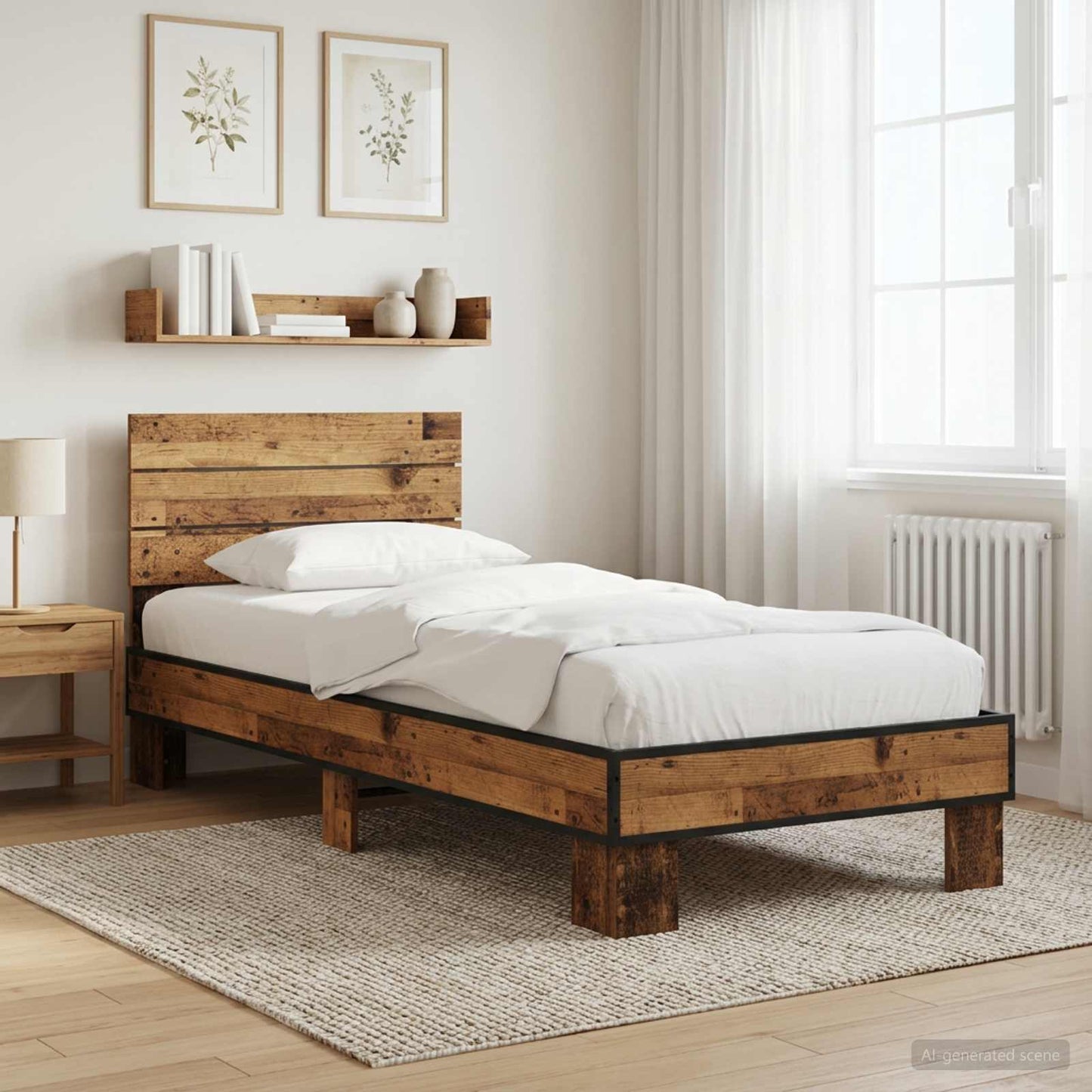 Bettgestell mit Kopfteil Altholz 80 x 200 cm Holzwerkstoff