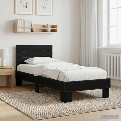 Bettgestell mit Kopfteil Schwarze Eiche 80 x 200 cm