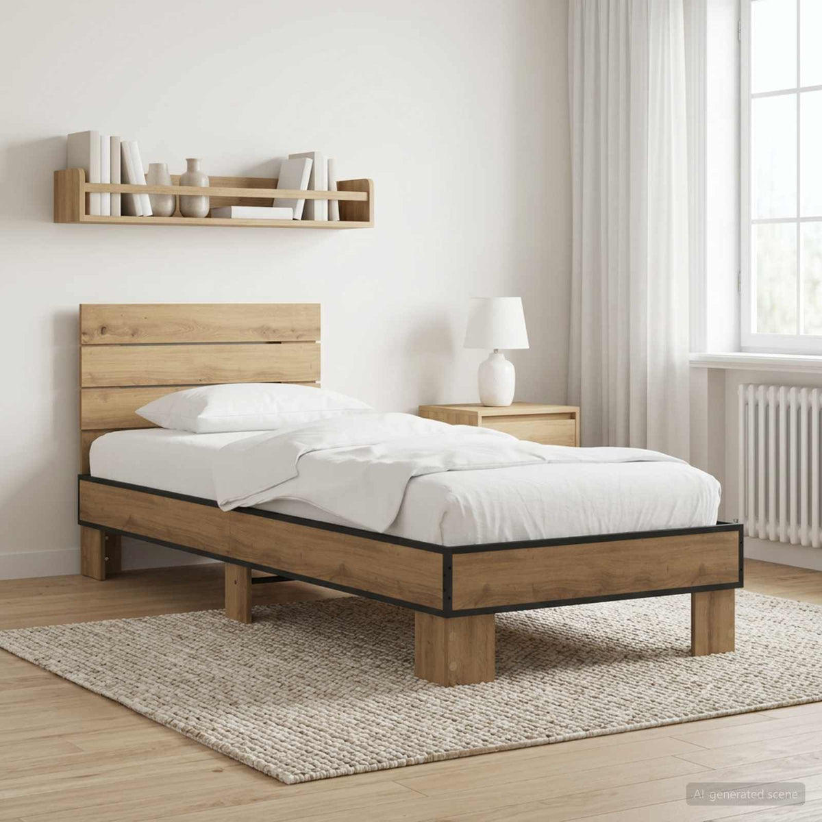Bettgestell mit Kopfteil Artisan-Eiche 80 x 200 cm