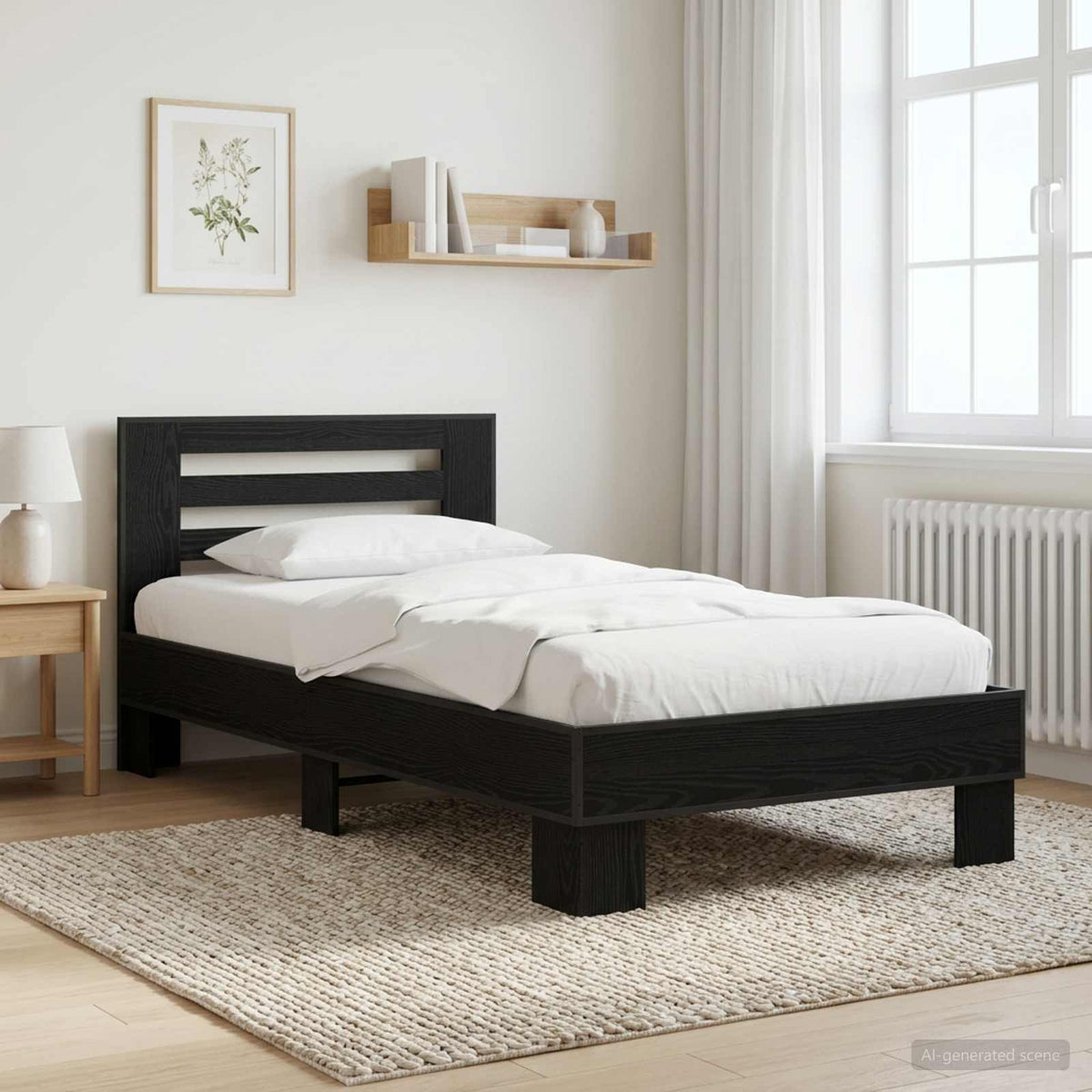 Bettgestell mit Kopfteil Schwarze Eiche 80 x 200 cm
