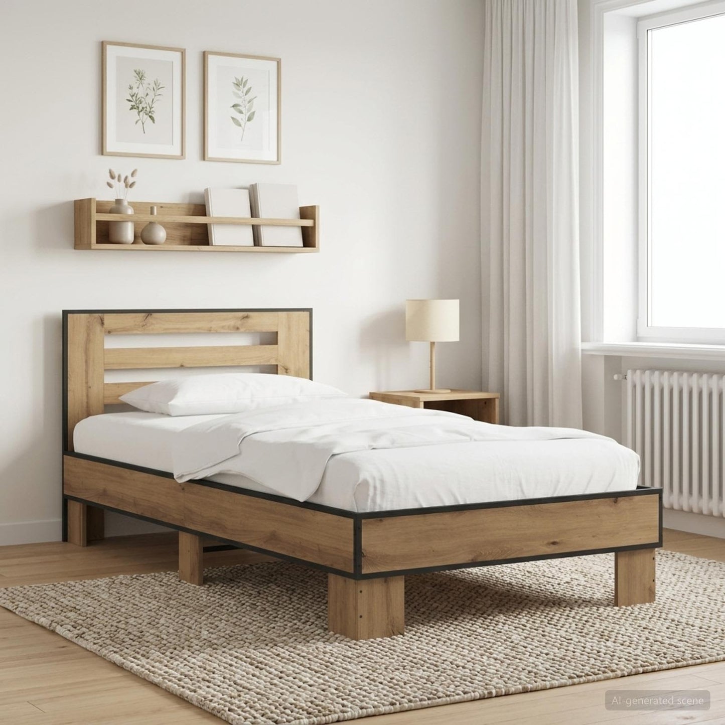 Bettgestell mit Kopfteil Artisan-Eiche 80 x 200 cm