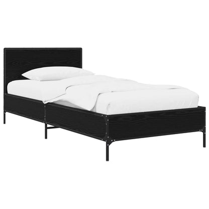 Bettgestell mit Kopfteil Schwarz Eichen-Optik 80 x 200 cm