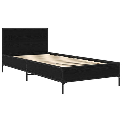 Bettgestell mit Kopfteil Schwarz Eichen-Optik 80 x 200 cm