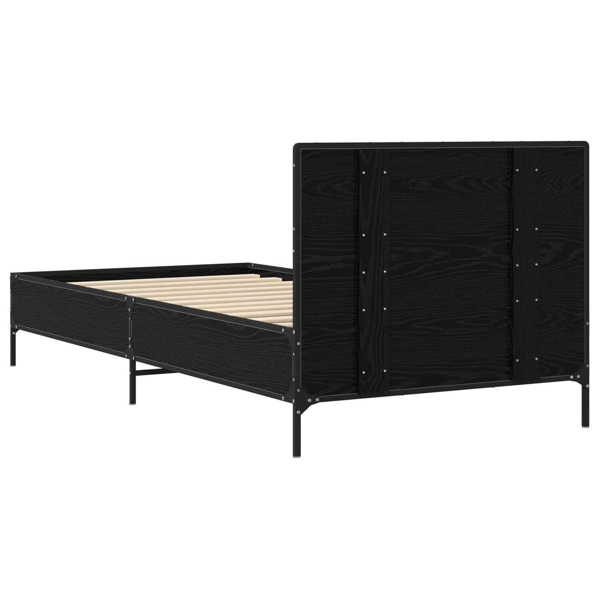 Bettgestell mit Kopfteil Schwarz Eichen-Optik 80 x 200 cm