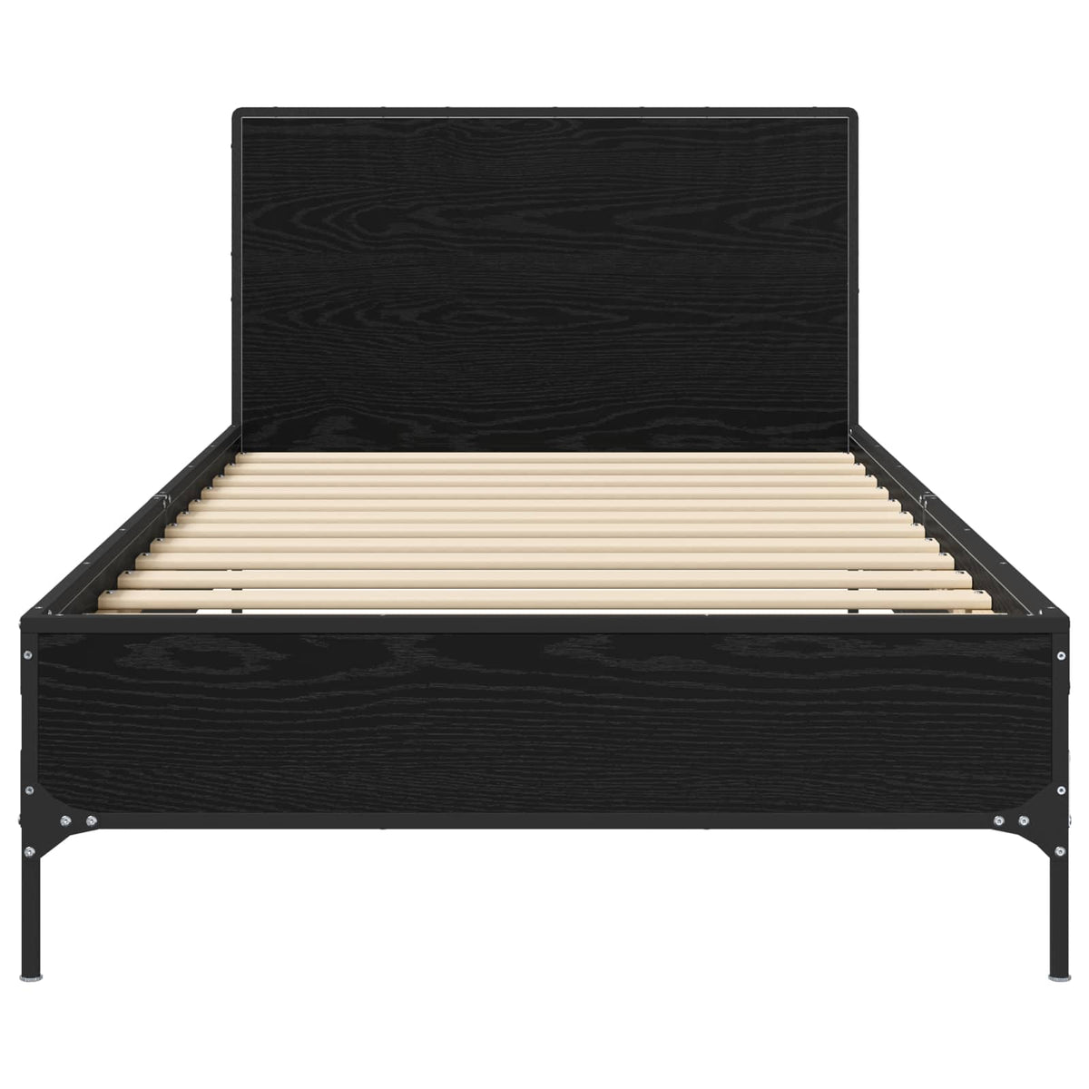 Bettgestell mit Kopfteil Schwarz Eichen-Optik 80 x 200 cm