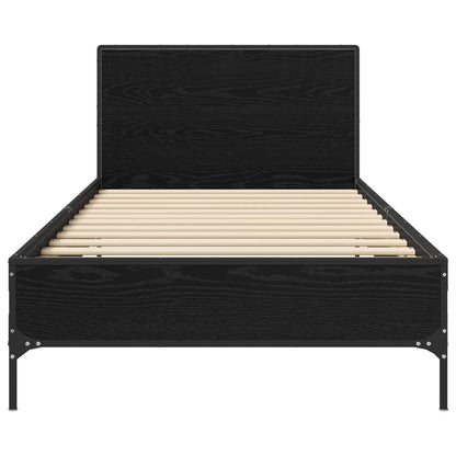 Bettgestell mit Kopfteil Schwarz Eichen-Optik 80 x 200 cm