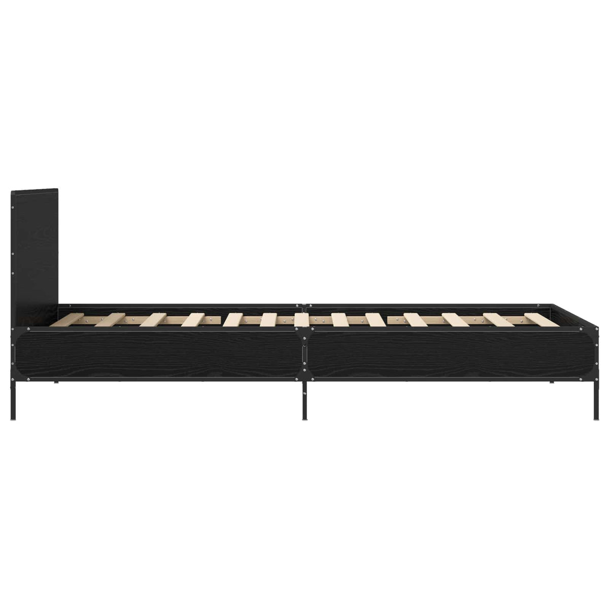 Bettgestell mit Kopfteil Schwarz Eichen-Optik 80 x 200 cm