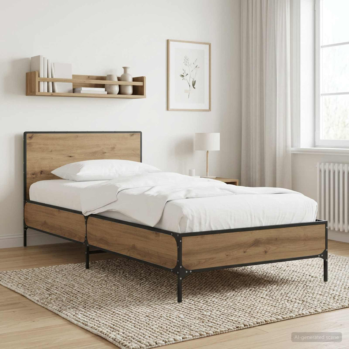 Bettgestell mit Kopfteil Artisan-Eiche 80 x 200 cm
