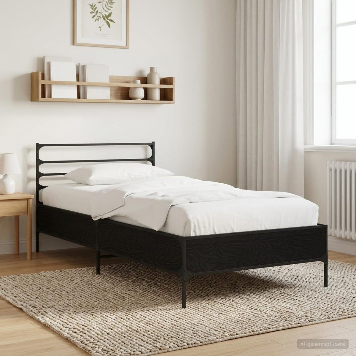 Bettrahmen Schwarz Eichen-Optik 80 x 200 cm Holzwerkstoff