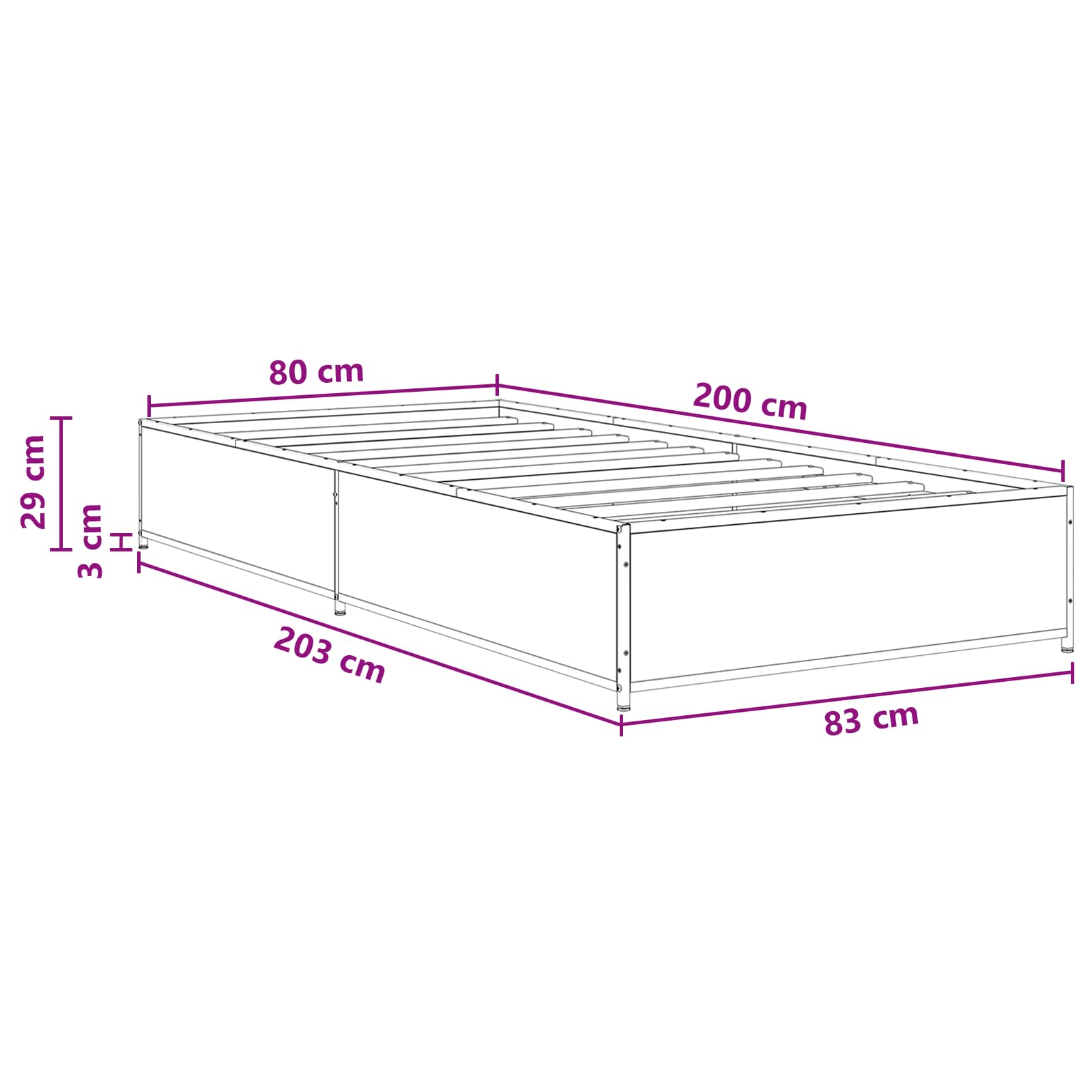 Bettrahmen Altholz 80 x 200 cm Holzwerkstoff