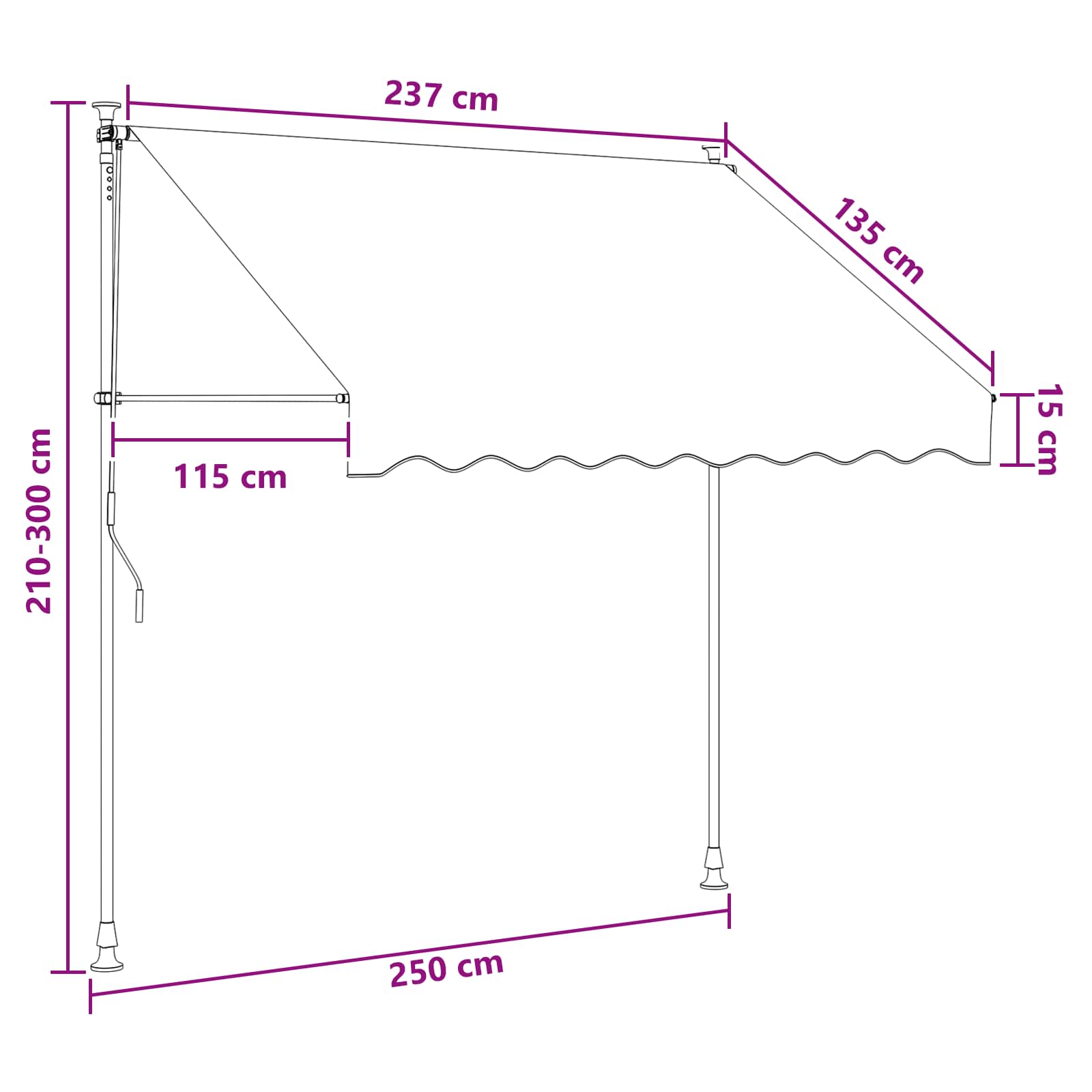 Manuell einziehbare Markise Braun 250 cm