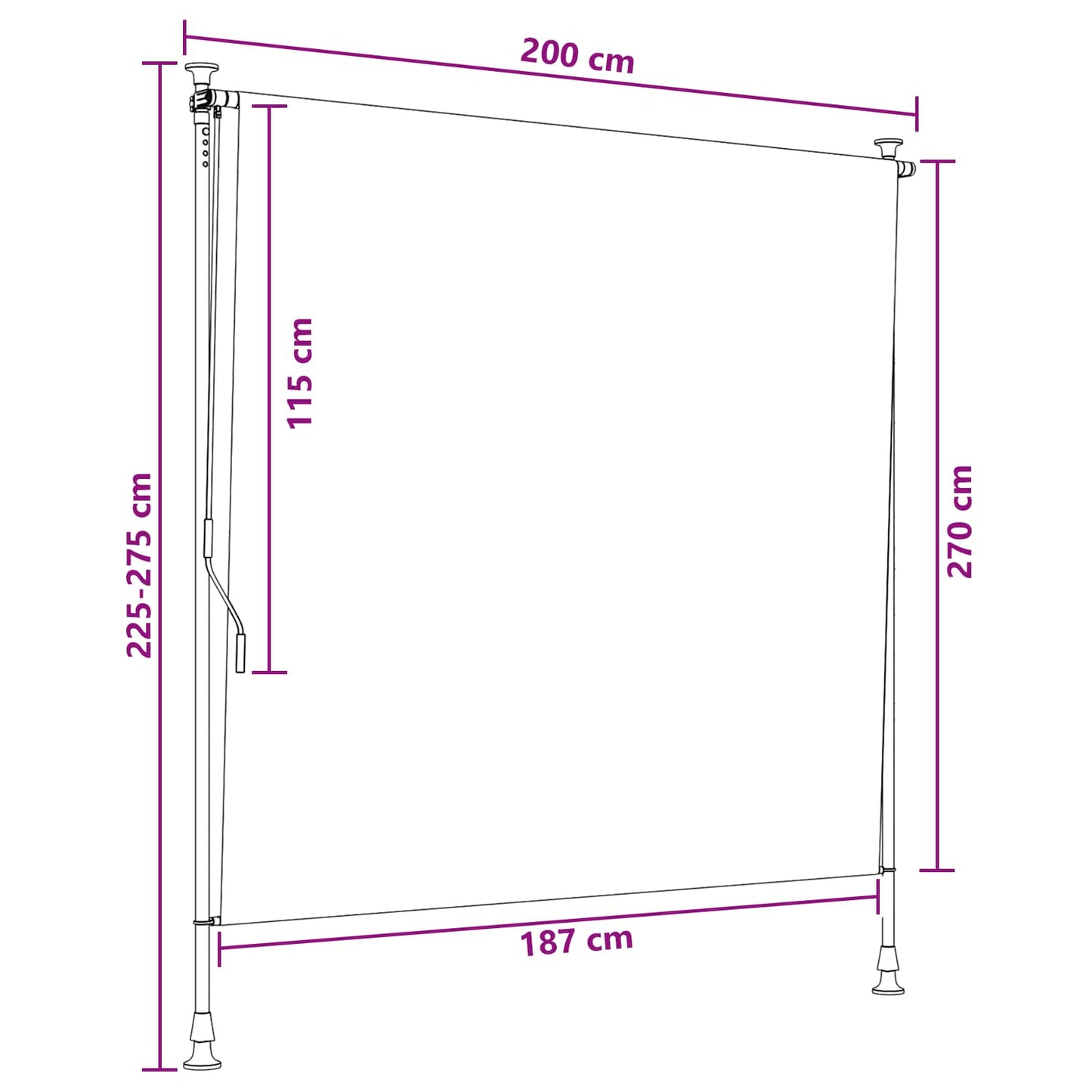 Outdoor Rollo Braun 150 x 270 cm