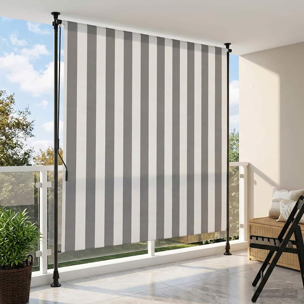 Outdoor Rollo Anthrazit und Weiß 150 x 270 cm