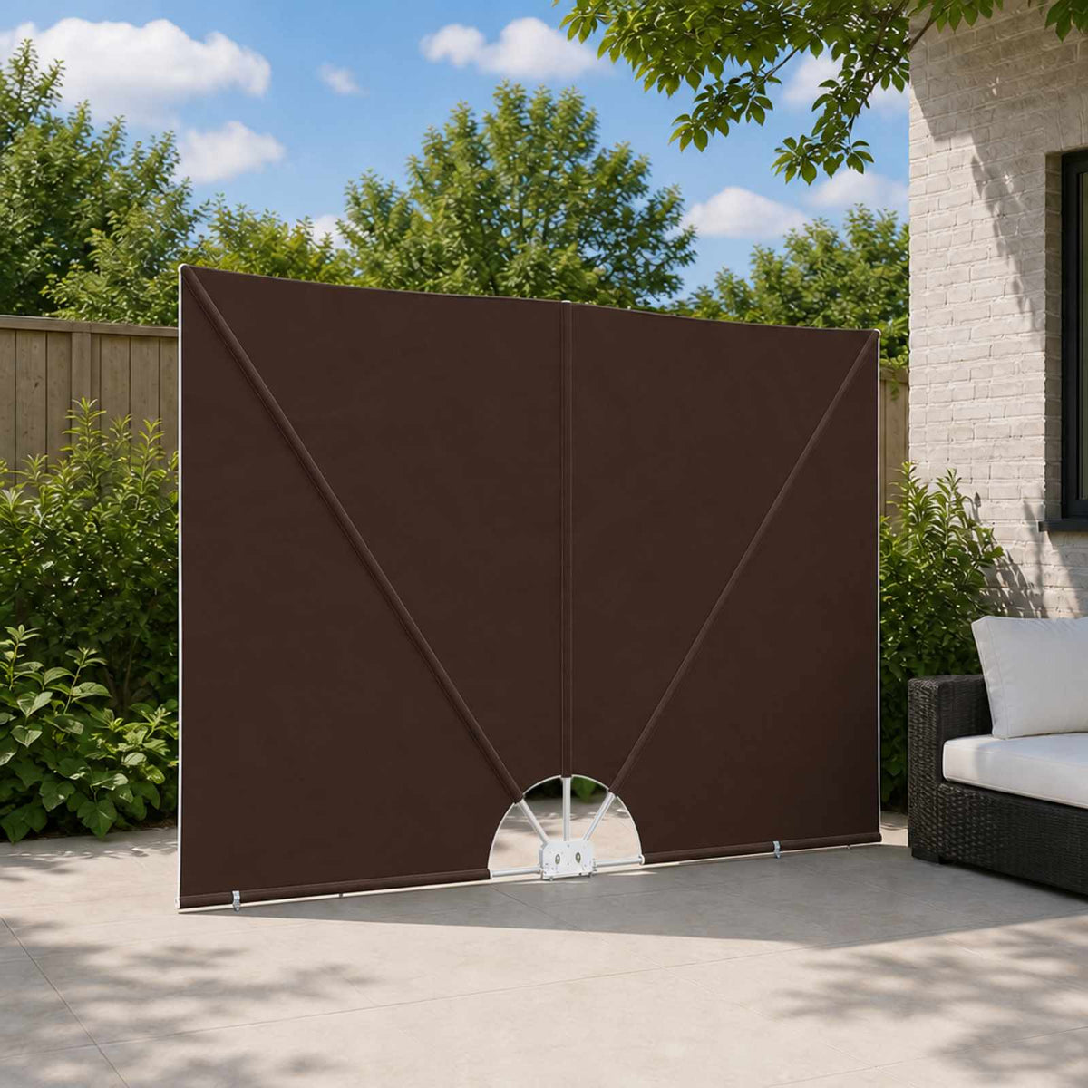Balcony Privacy Screen Rechteckig 240 x 160 cm Polyester Braun