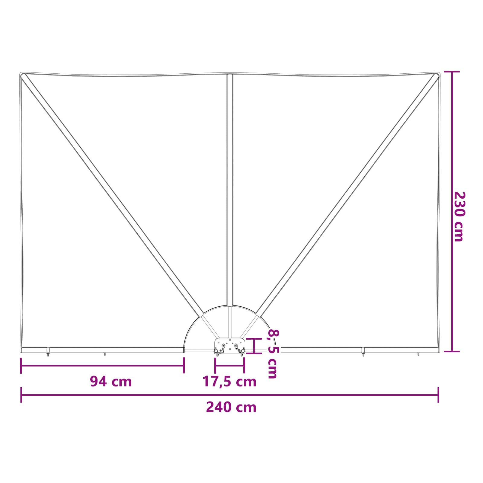 Balkon Sichtschutz 240 x 160 cm Polyester Rechtwinklig Braun