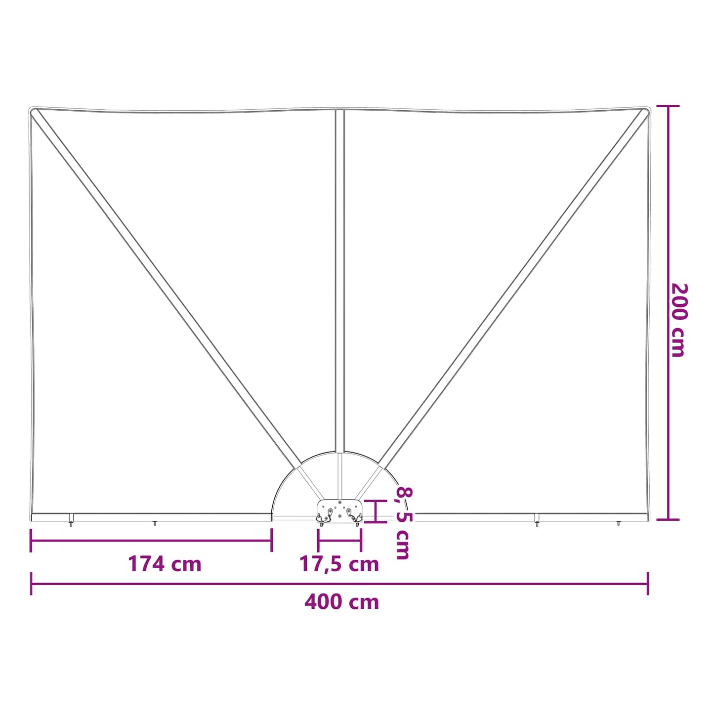 Balkon Sichtschutz 200 x 400 cm Polyester Rechtwinklig Braun