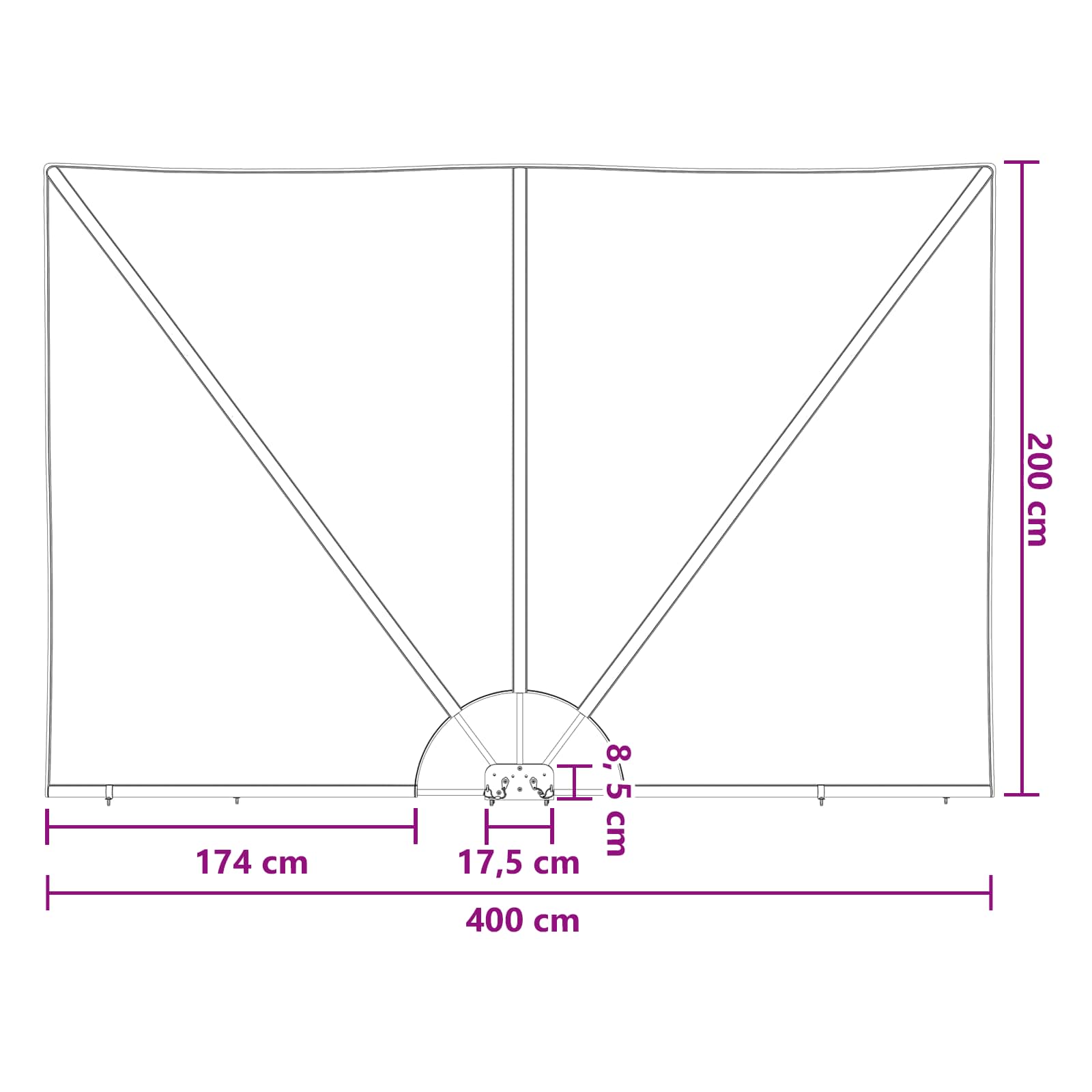 Balkon Sichtschutz 200 x 400 cm Polyester Rechtwinklig Braun