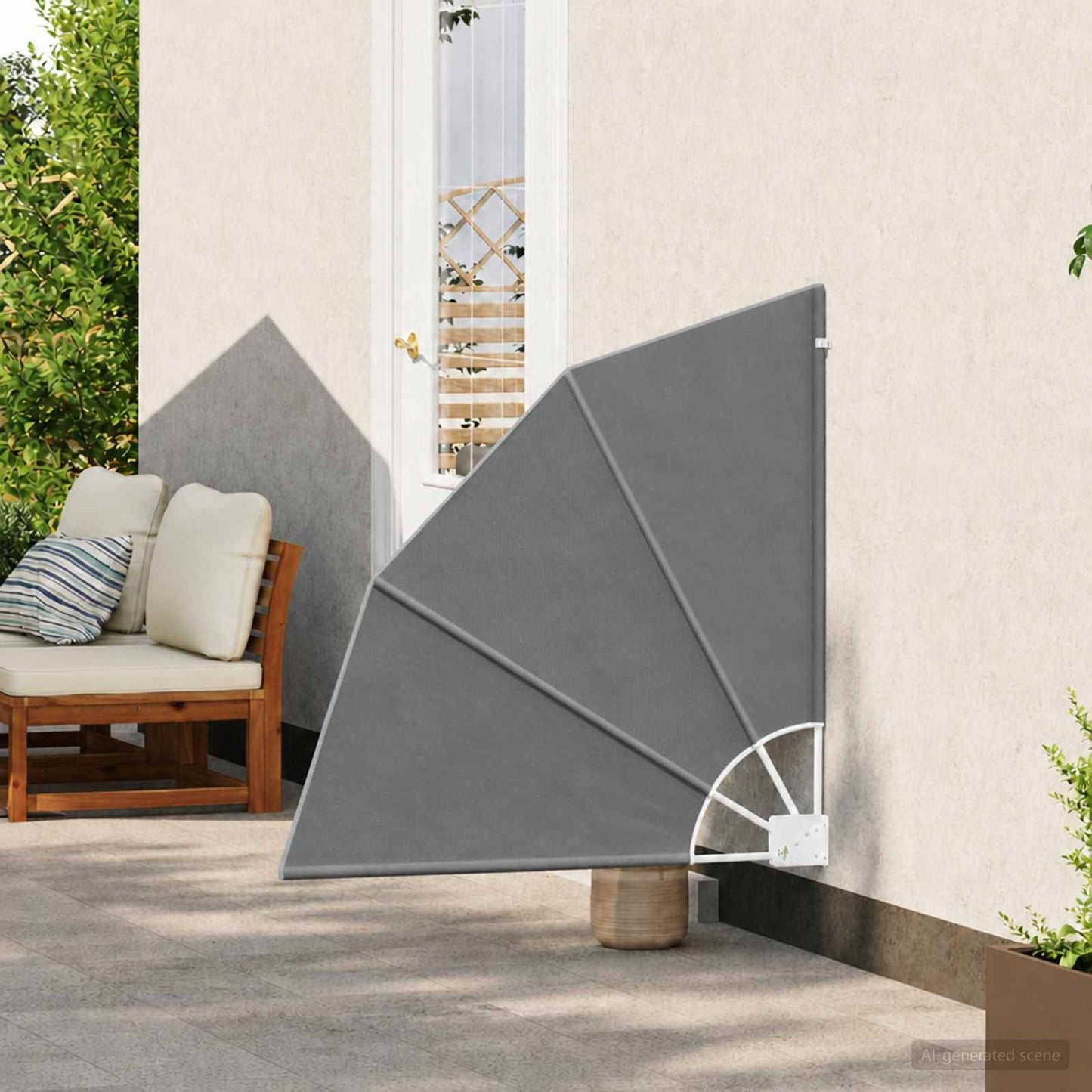 Balkon Sichtschutz 115 x 115 cm Polyester Hellgrau