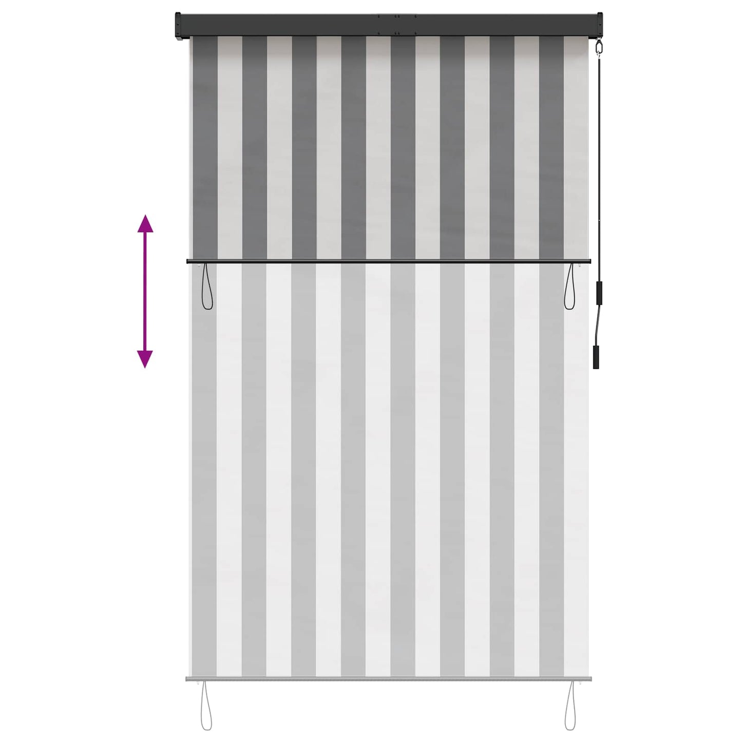 Rollo Anthrazit und Weiß 100 x 250 cm Stoff und Aluminium