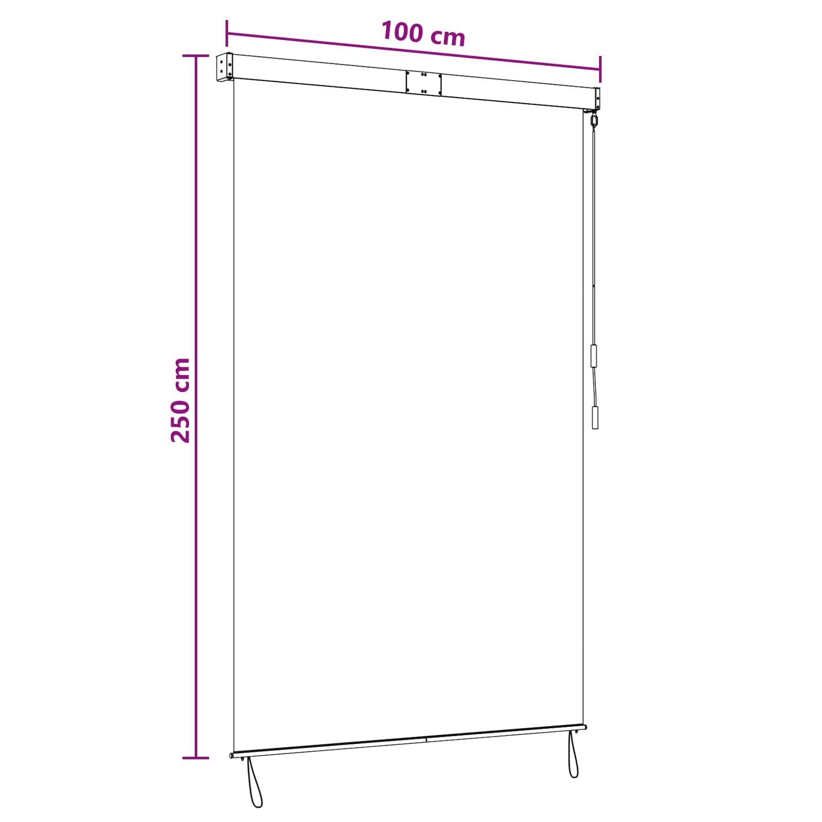 Rollo Anthrazit und Weiß 100 x 250 cm Stoff und Aluminium