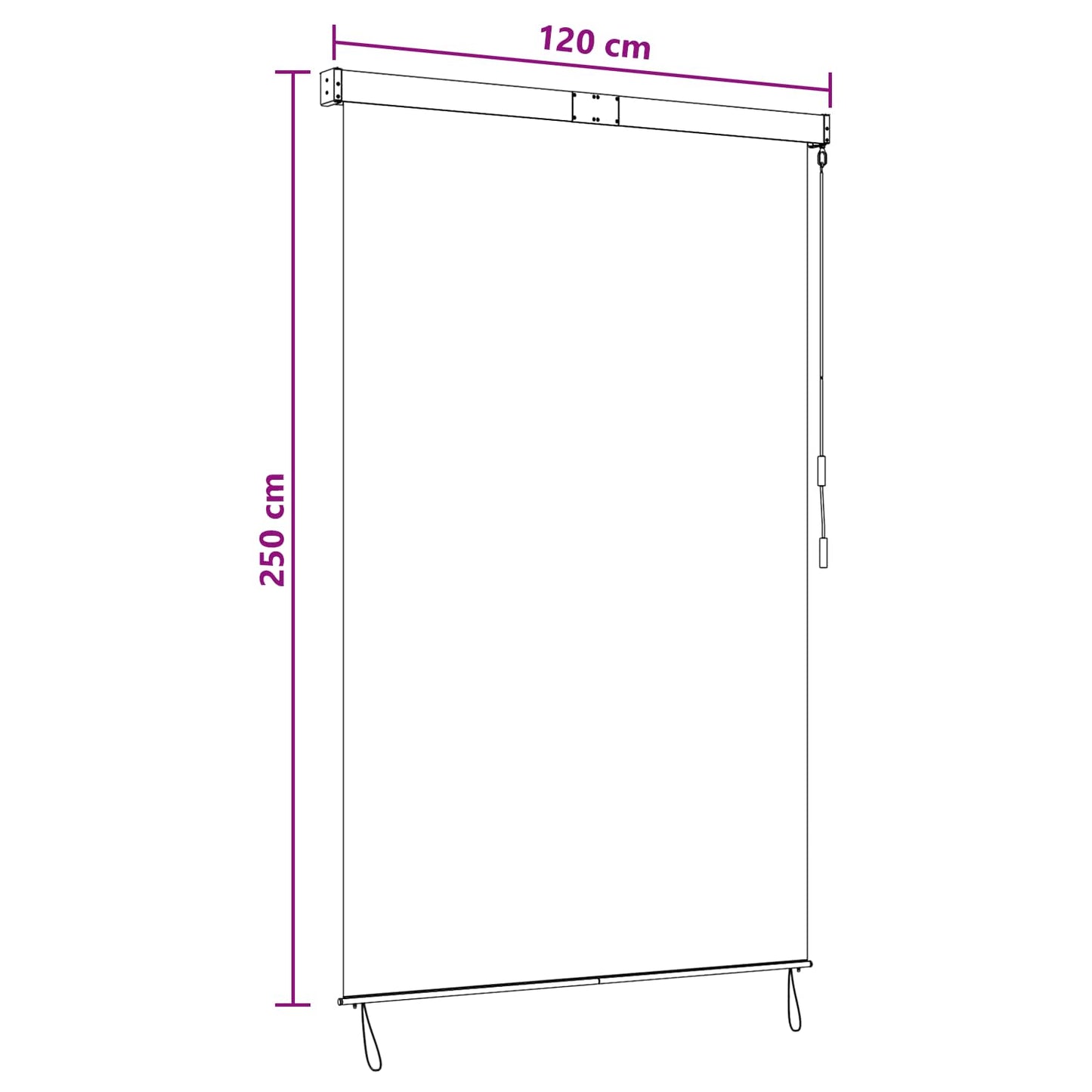 Rollo Mehrfarbig 120 x 250 cm Stoff und Aluminium