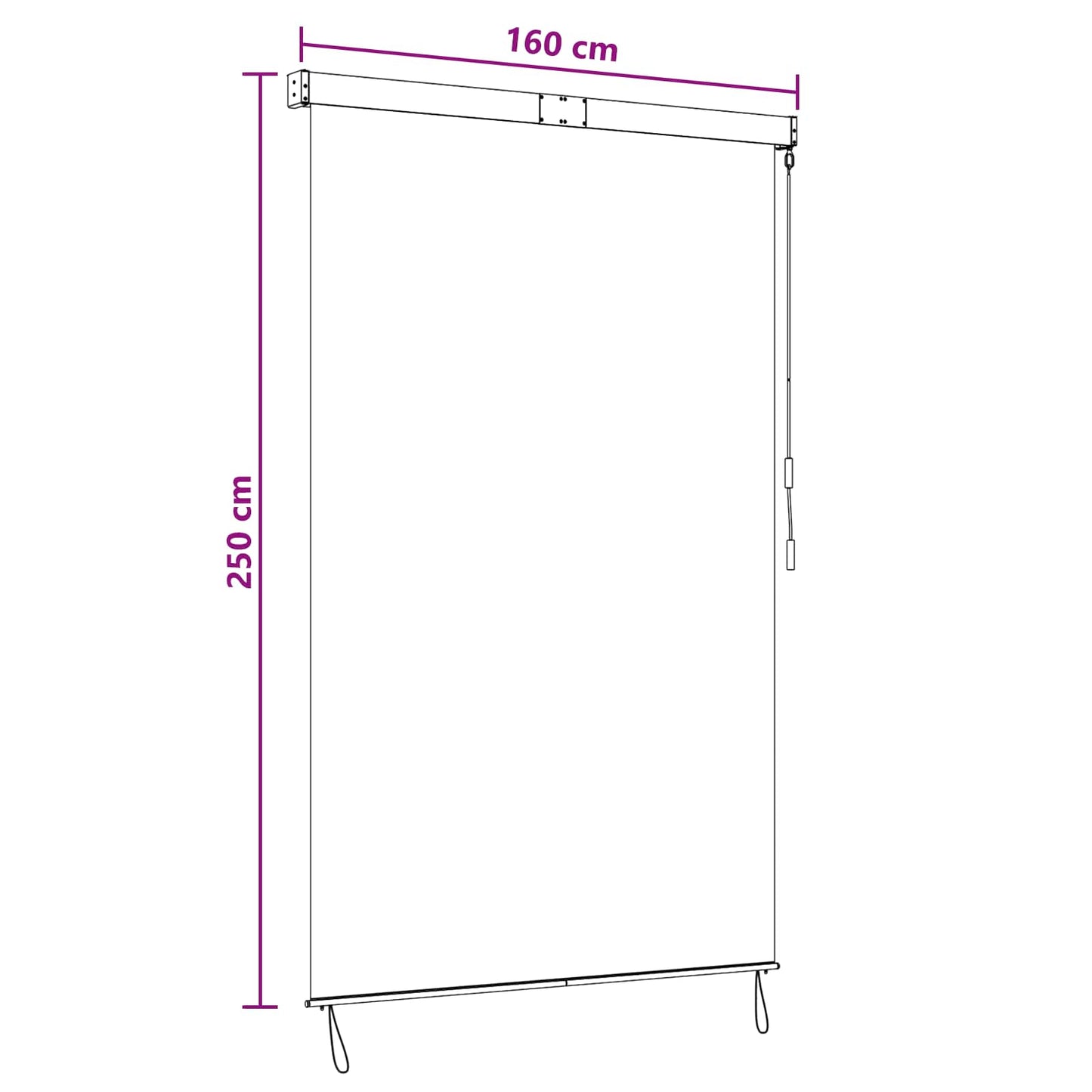 Rollo Mehrfarbig 160 x 250 cm Stoff und Aluminium