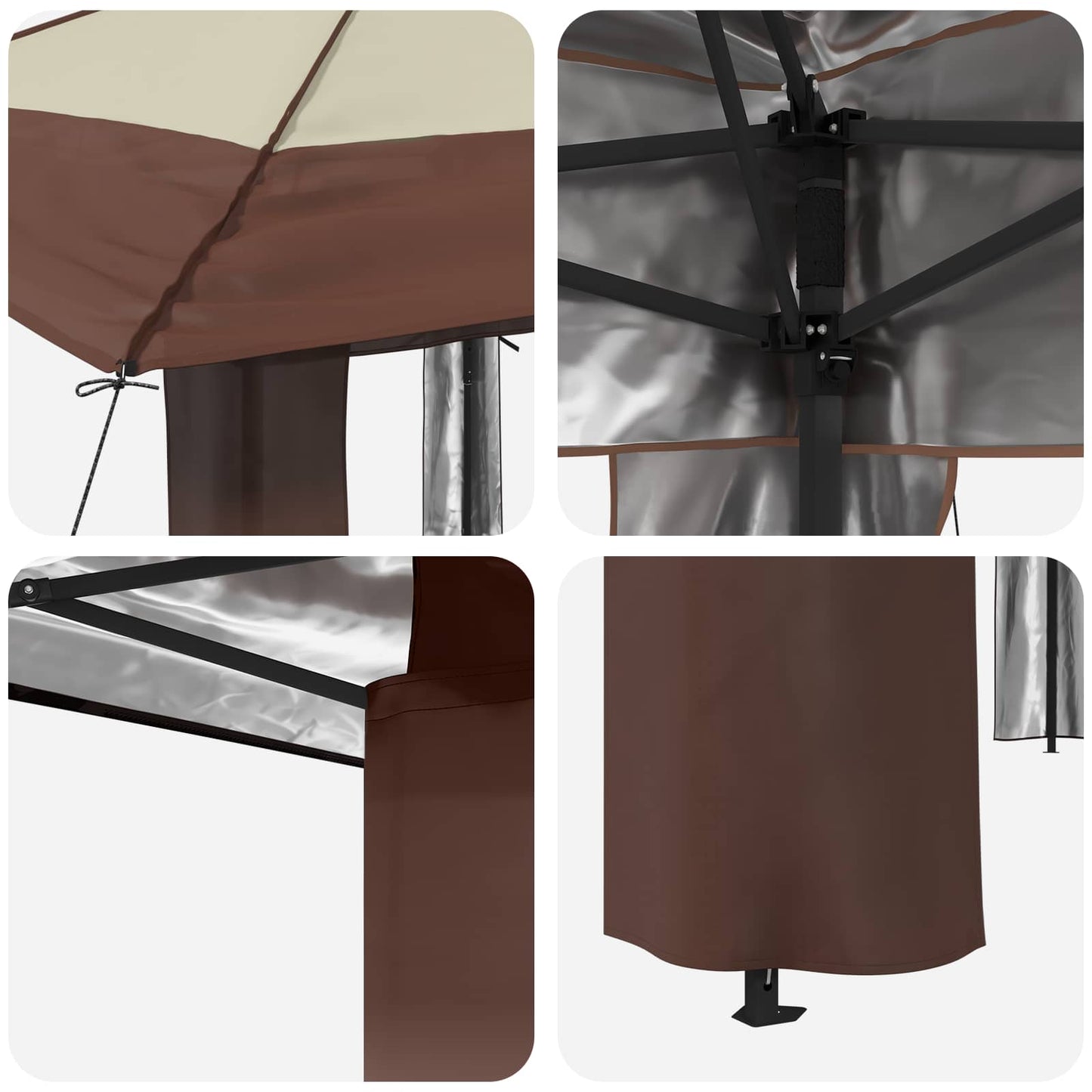 Gazebo ohne Seitenwand 2,6 x 2,6 m Creme und Braun