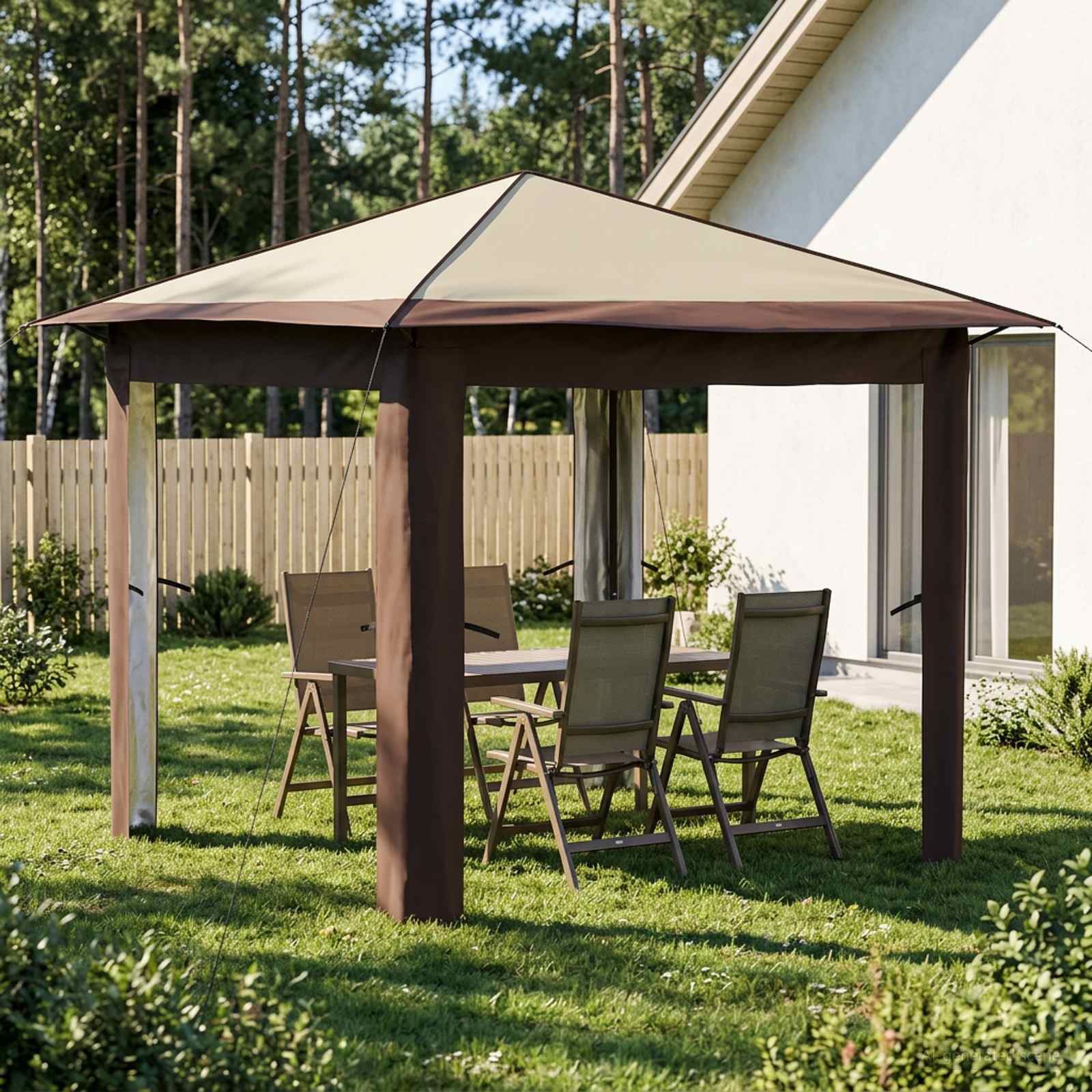 Gazebo ohne Seitenwand 2,6 x 2,6 m Creme und Braun