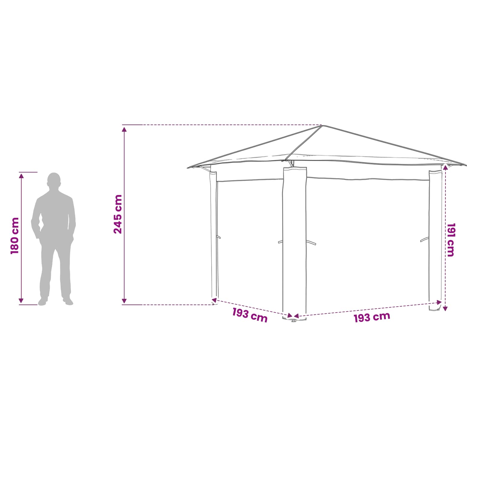 Gazebo ohne Seitenwand 2,6 x 2,6 m Creme und Braun