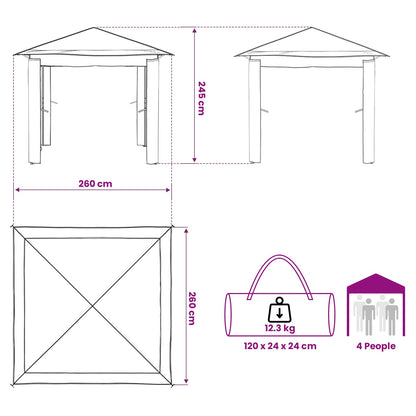 Gazebo ohne Seitenwand 2,6 x 2,6 m Creme und Braun