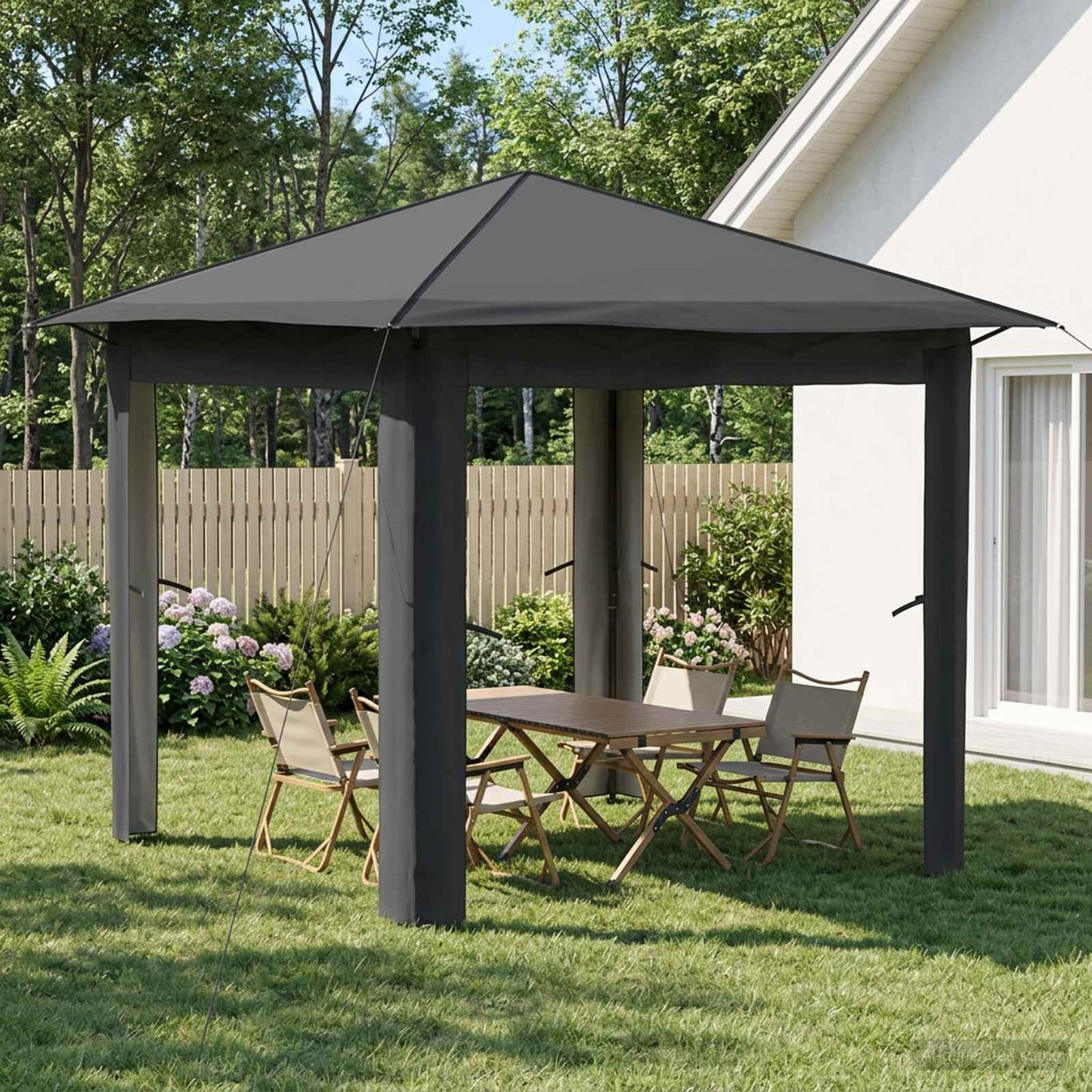 Gazebo ohne Seitenwand 2,6 x 2,6 m Hellgrau und Anthrazit