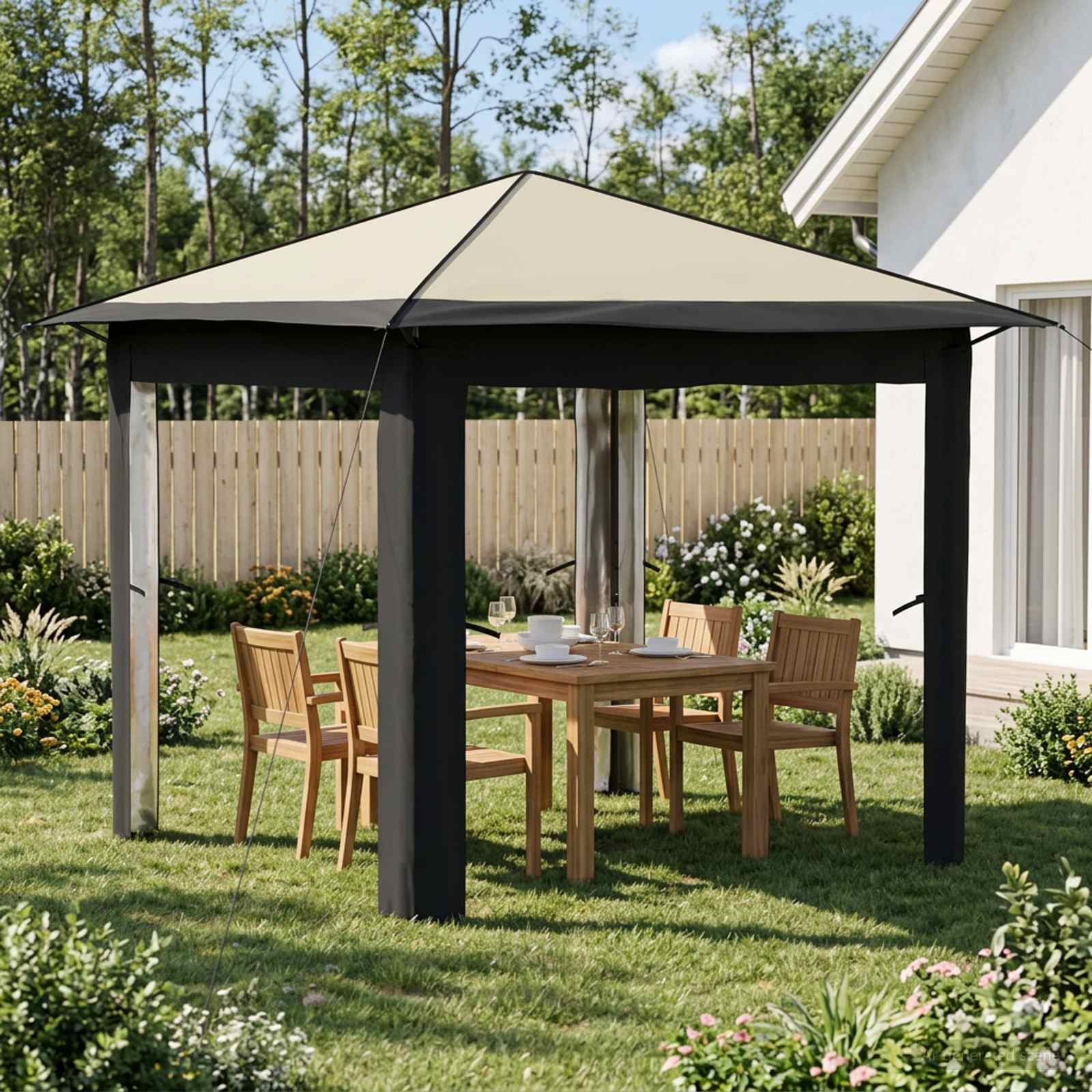 Gazebo ohne Seitenwand 2,6 x 2,6 m Creme und Anthrazit