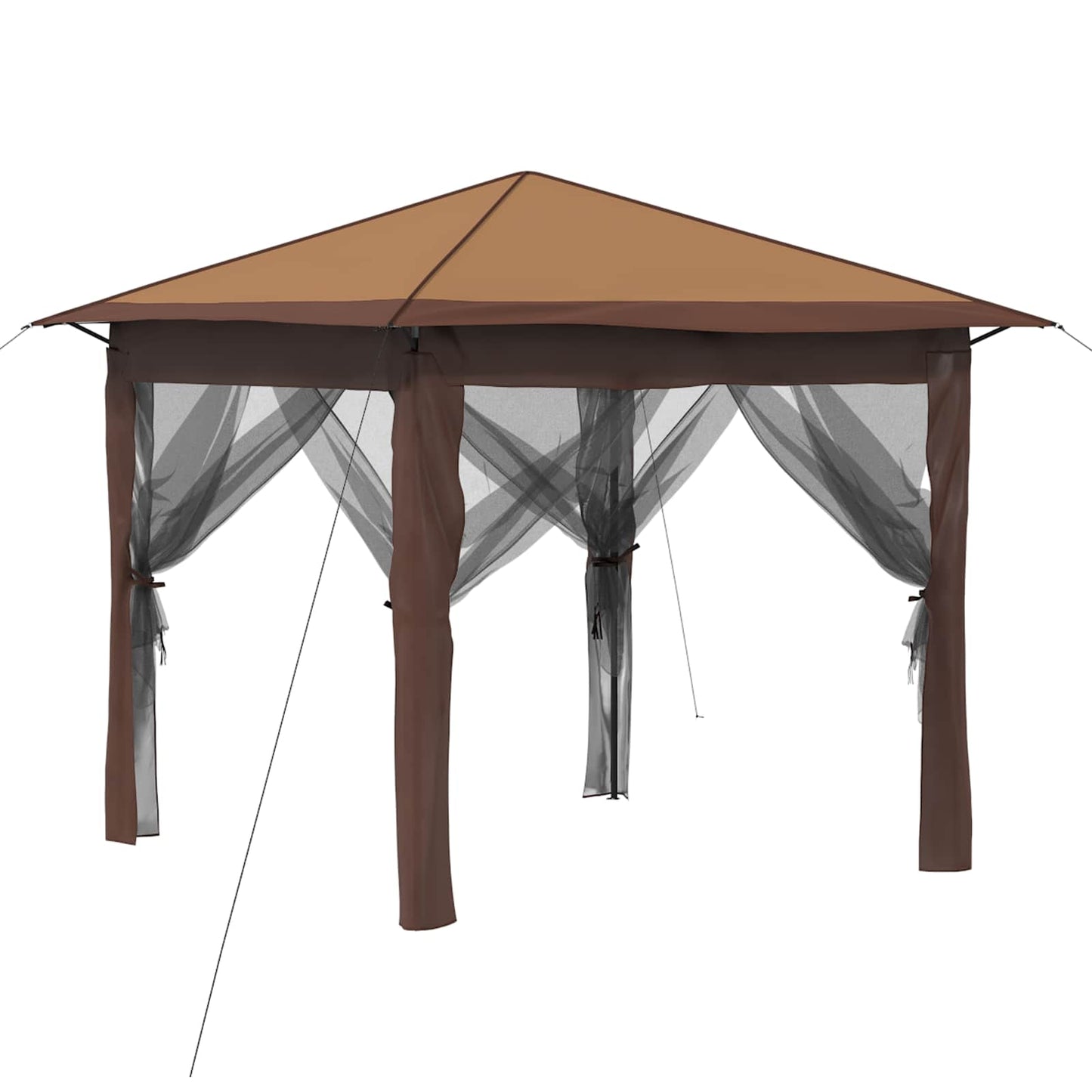 Gazebo mit 4 Seitenwänden 2,6 x 2,6 m Beige und Braun