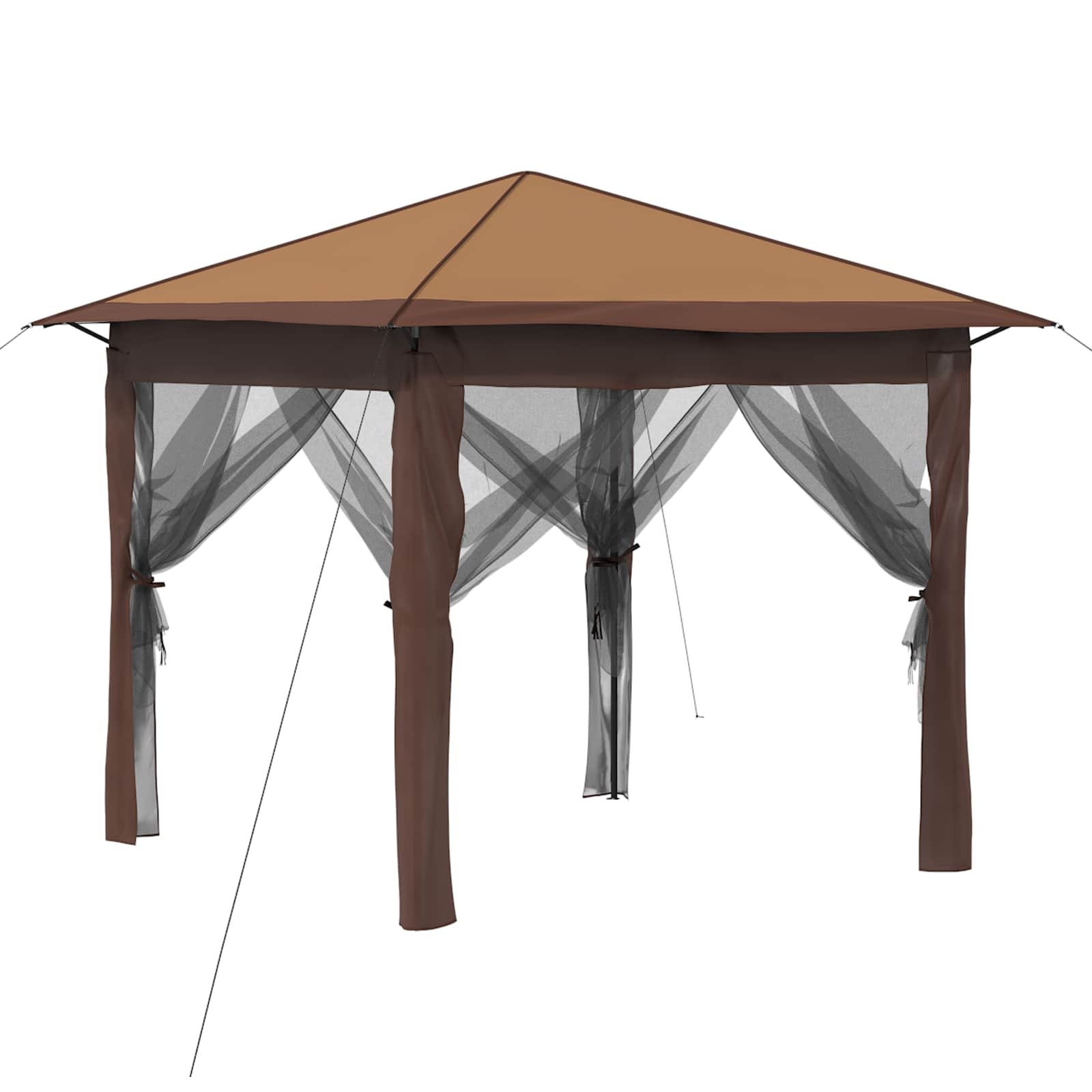 Gazebo mit 4 Seitenwänden 2,6 x 2,6 m Beige und Braun