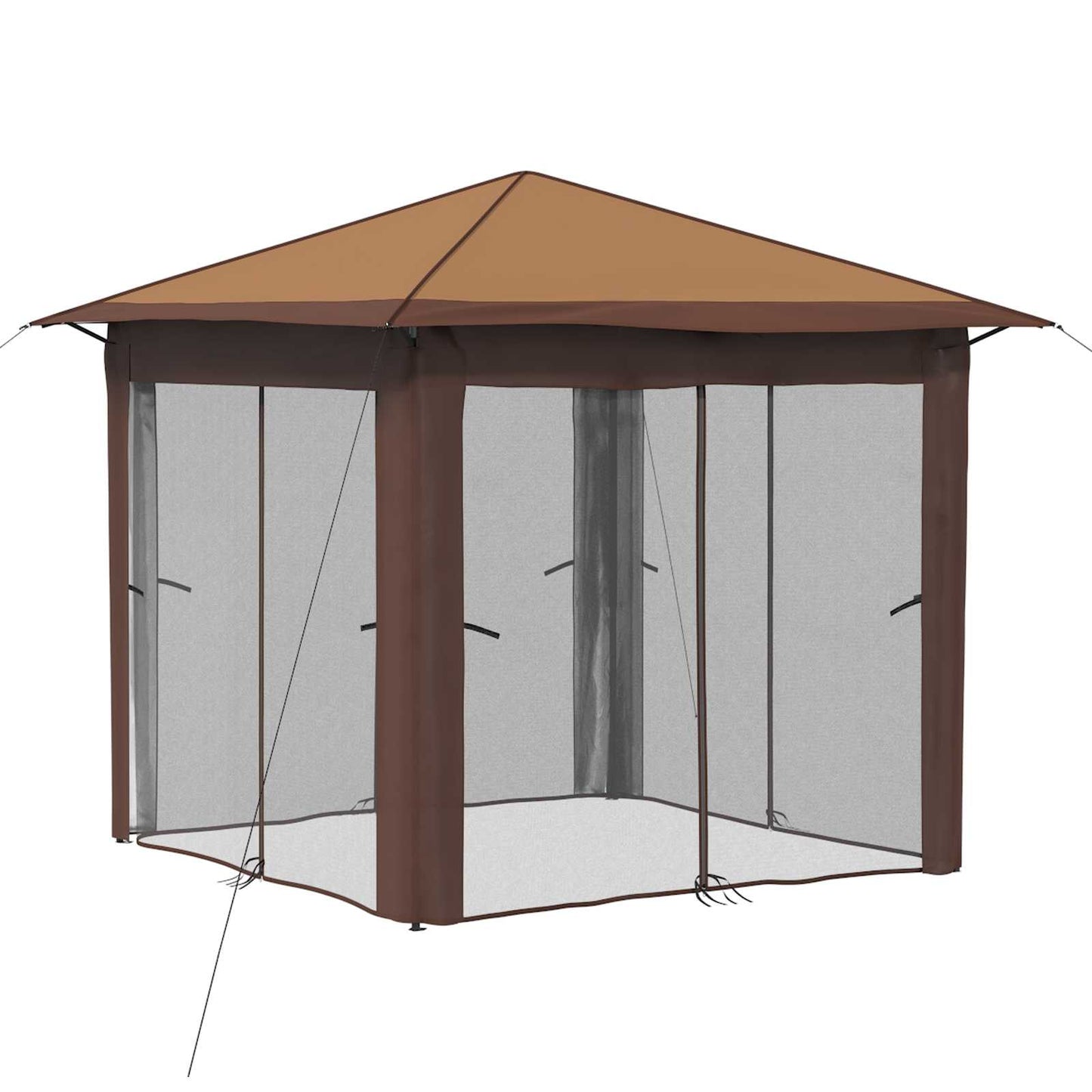 Gazebo mit 4 Seitenwänden 2,6 x 2,6 m Beige und Braun