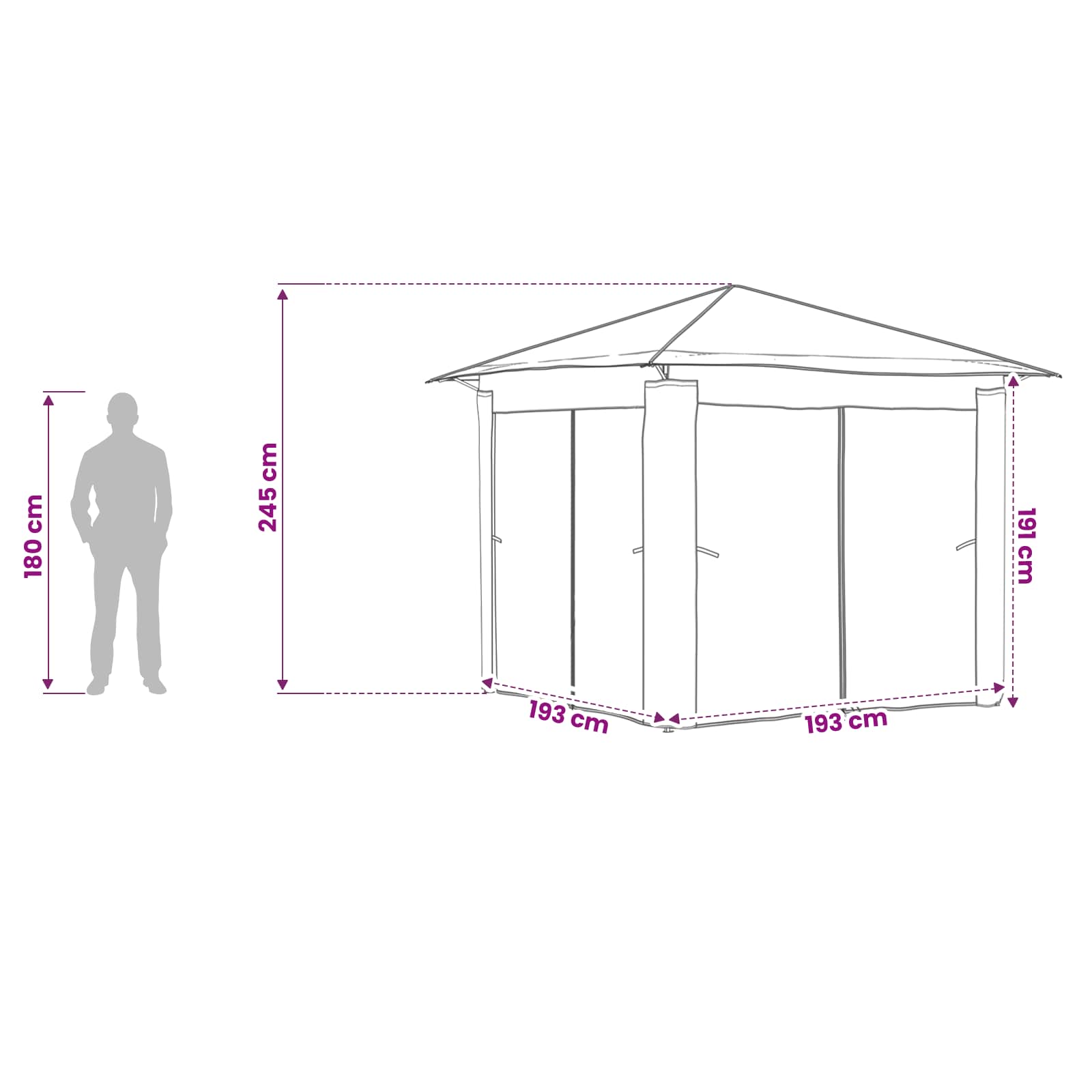 Gazebo mit 4 Seitenwänden 2,6 x 2,6 m Beige und Braun