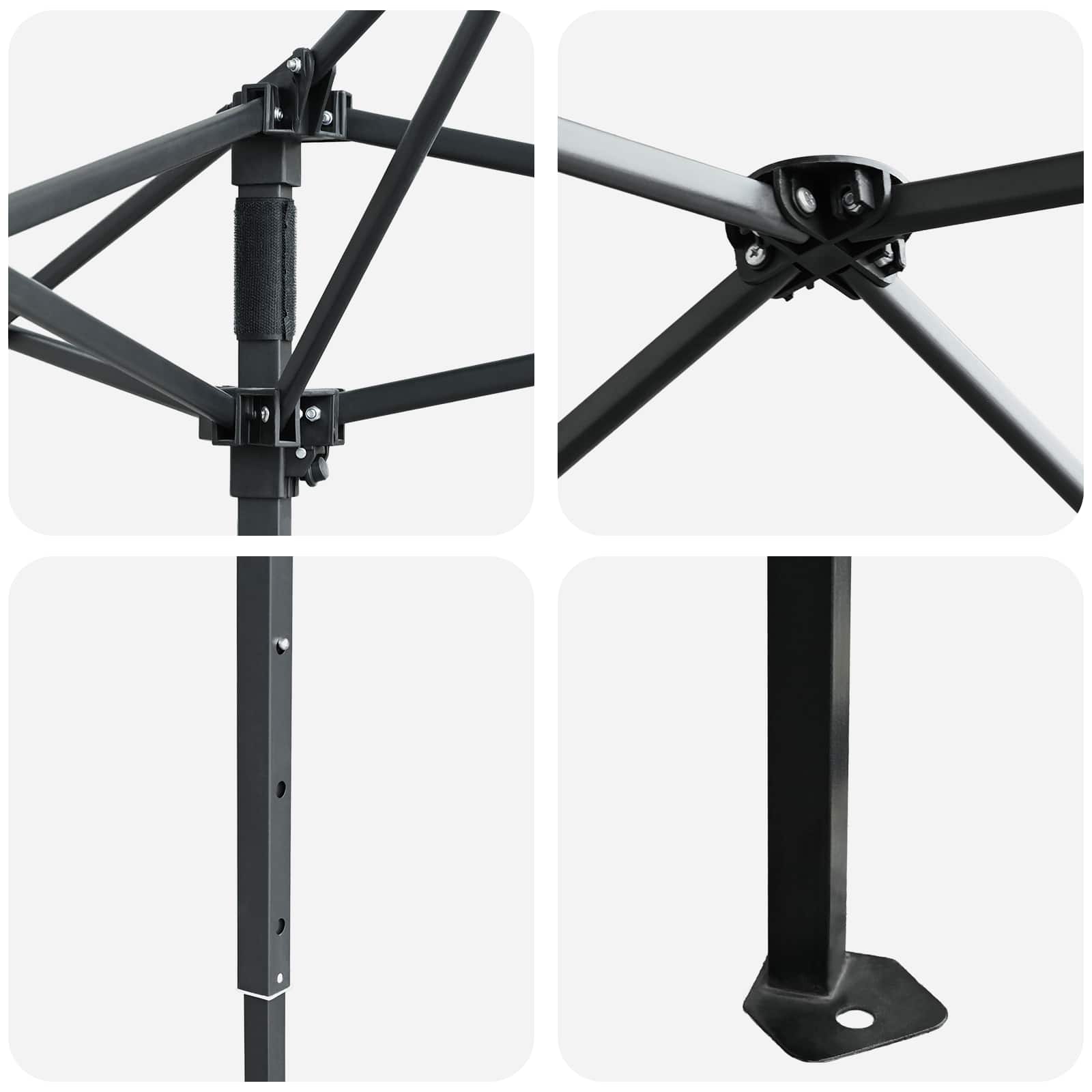 Gazebo mit 4 Seitenwänden 2,6 x 2,6 m Hellgrau und Anthrazit
