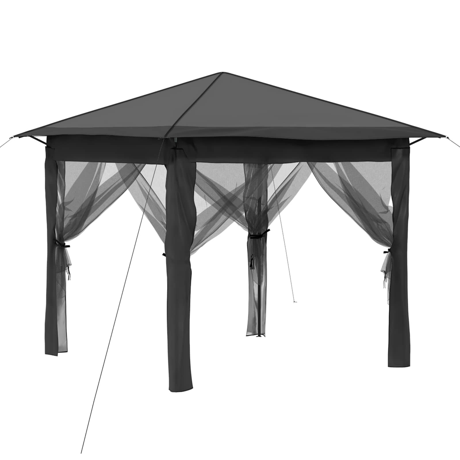 Gazebo mit 4 Seitenwänden 2,6 x 2,6 m Hellgrau und Anthrazit