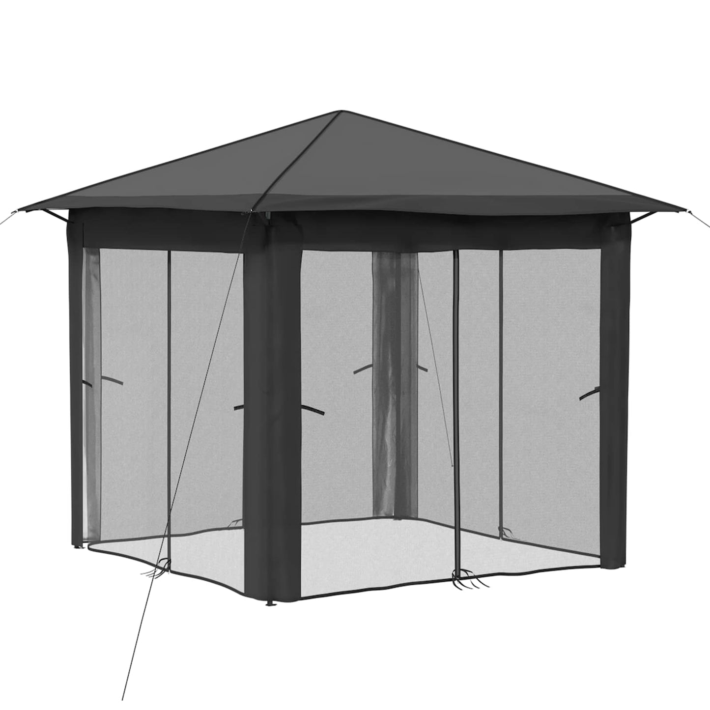 Gazebo mit 4 Seitenwänden 2,6 x 2,6 m Hellgrau und Anthrazit