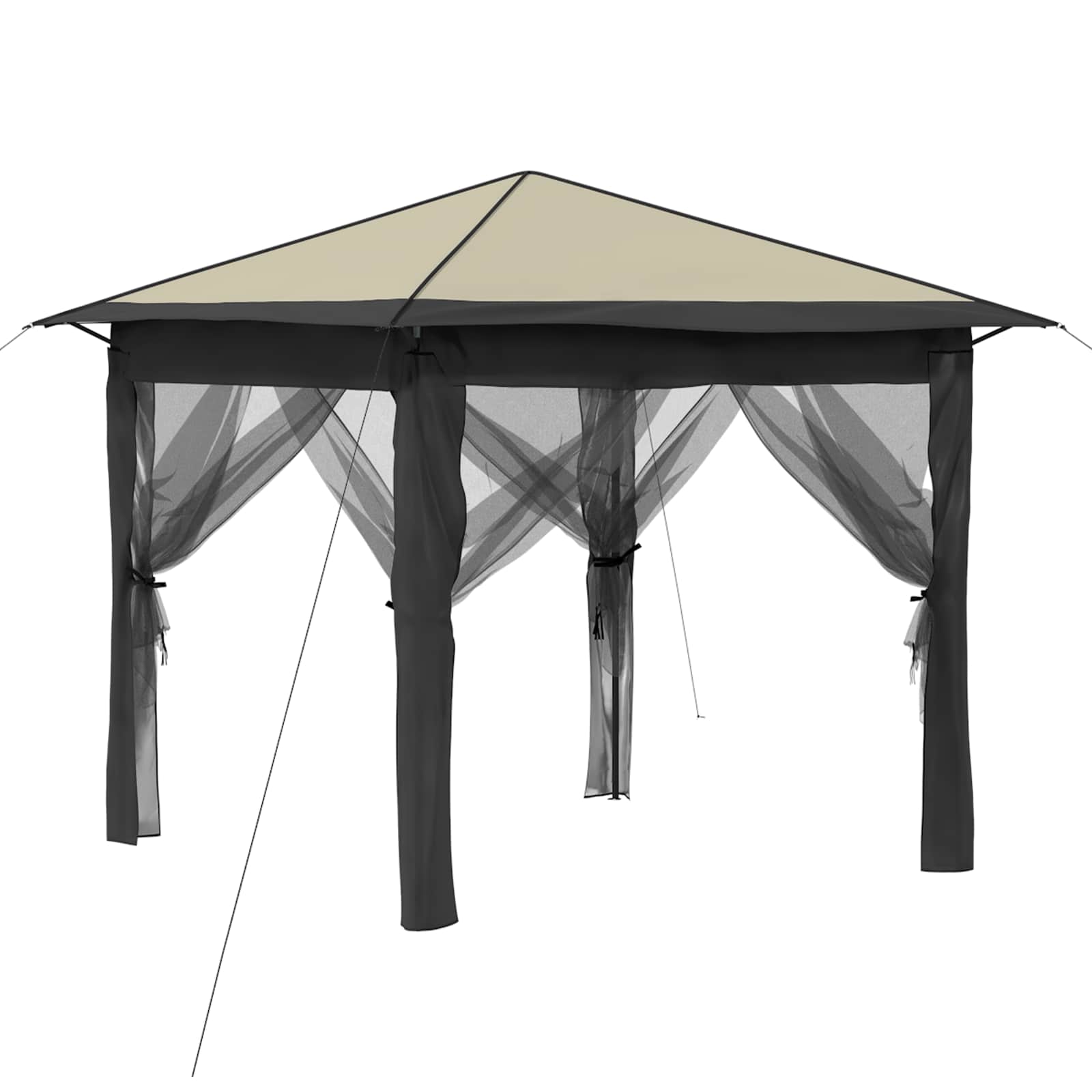 Gazebo mit 4 Seitenwänden 2,6 x 2,6 m Creme und Anthrazit