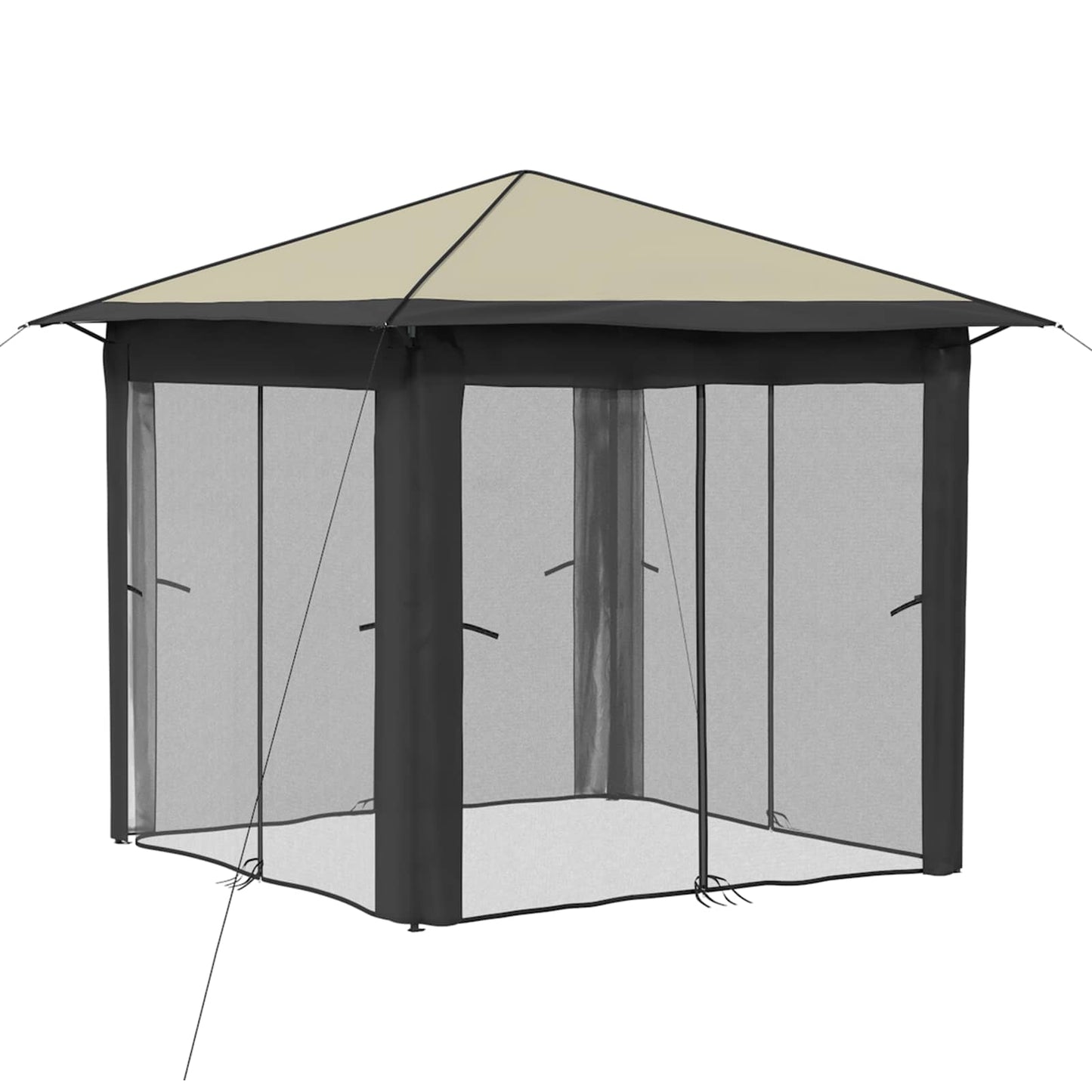 Gazebo mit 4 Seitenwänden 2,6 x 2,6 m Creme und Anthrazit