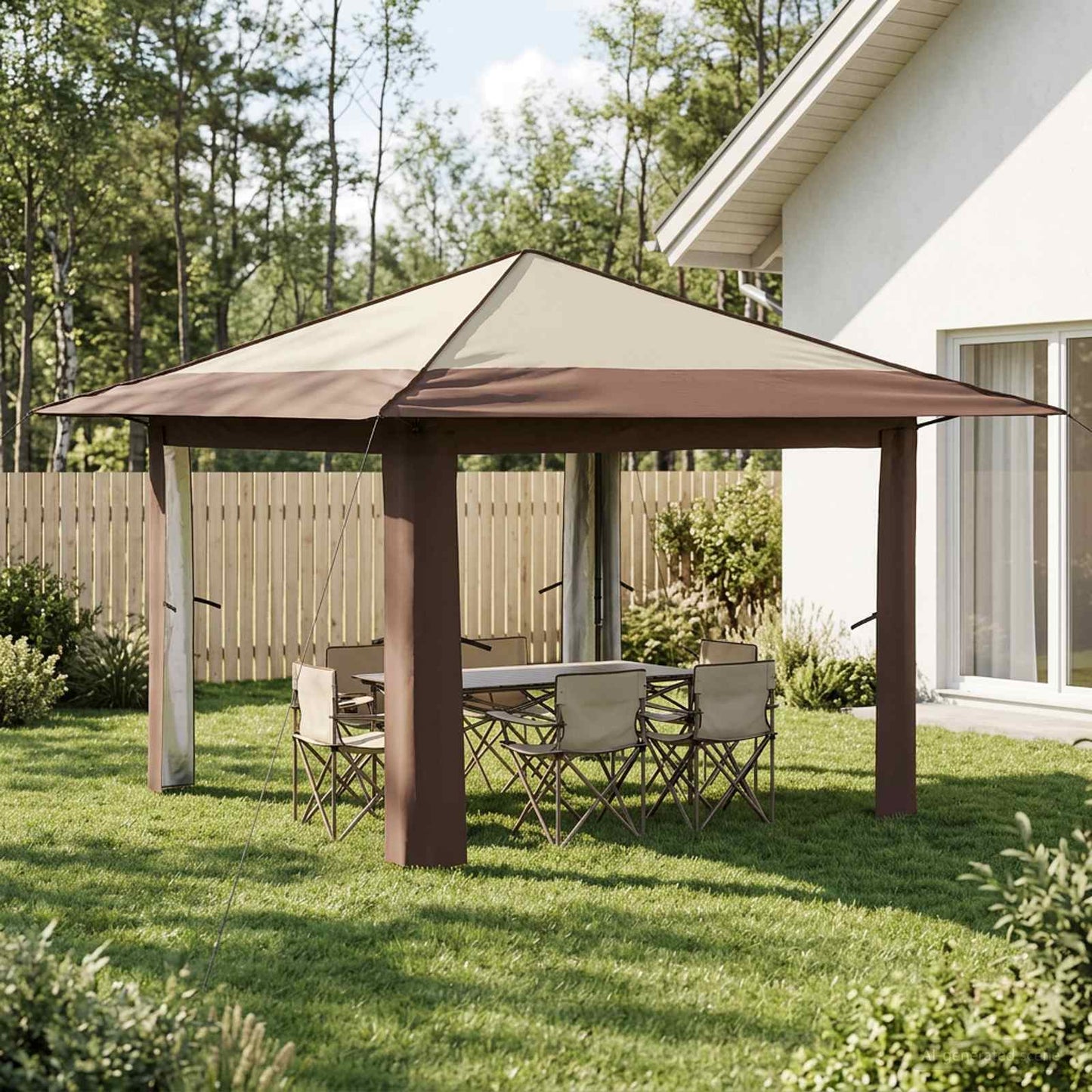 Gazebo ohne Seitenwand Creme und Braun