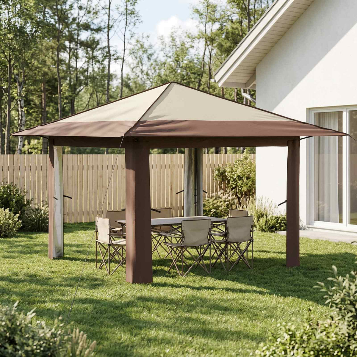Gazebo ohne Seitenwand 3.3 x 3.3 m Creme und Braun