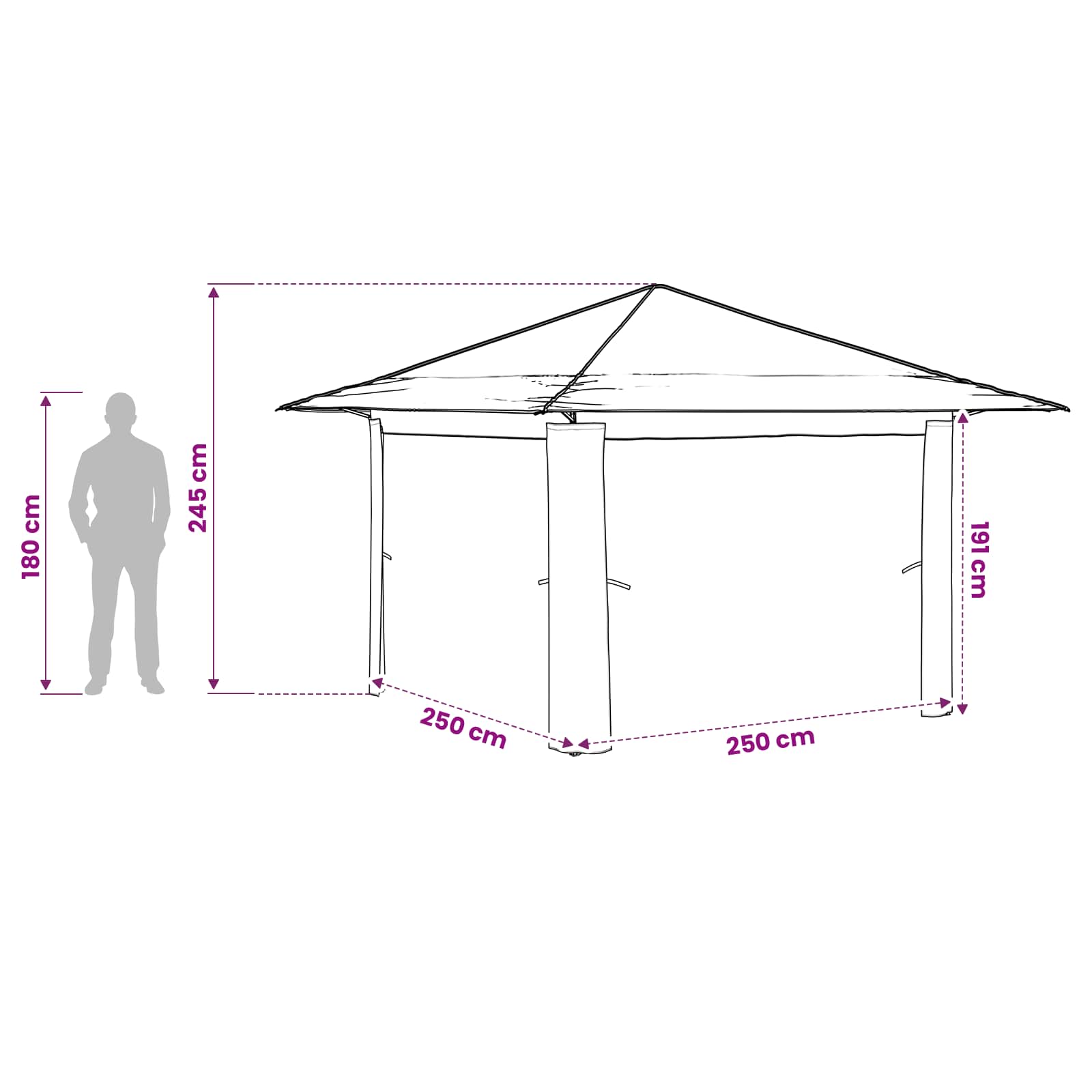 Gazebo ohne Seitenwand Creme und Braun