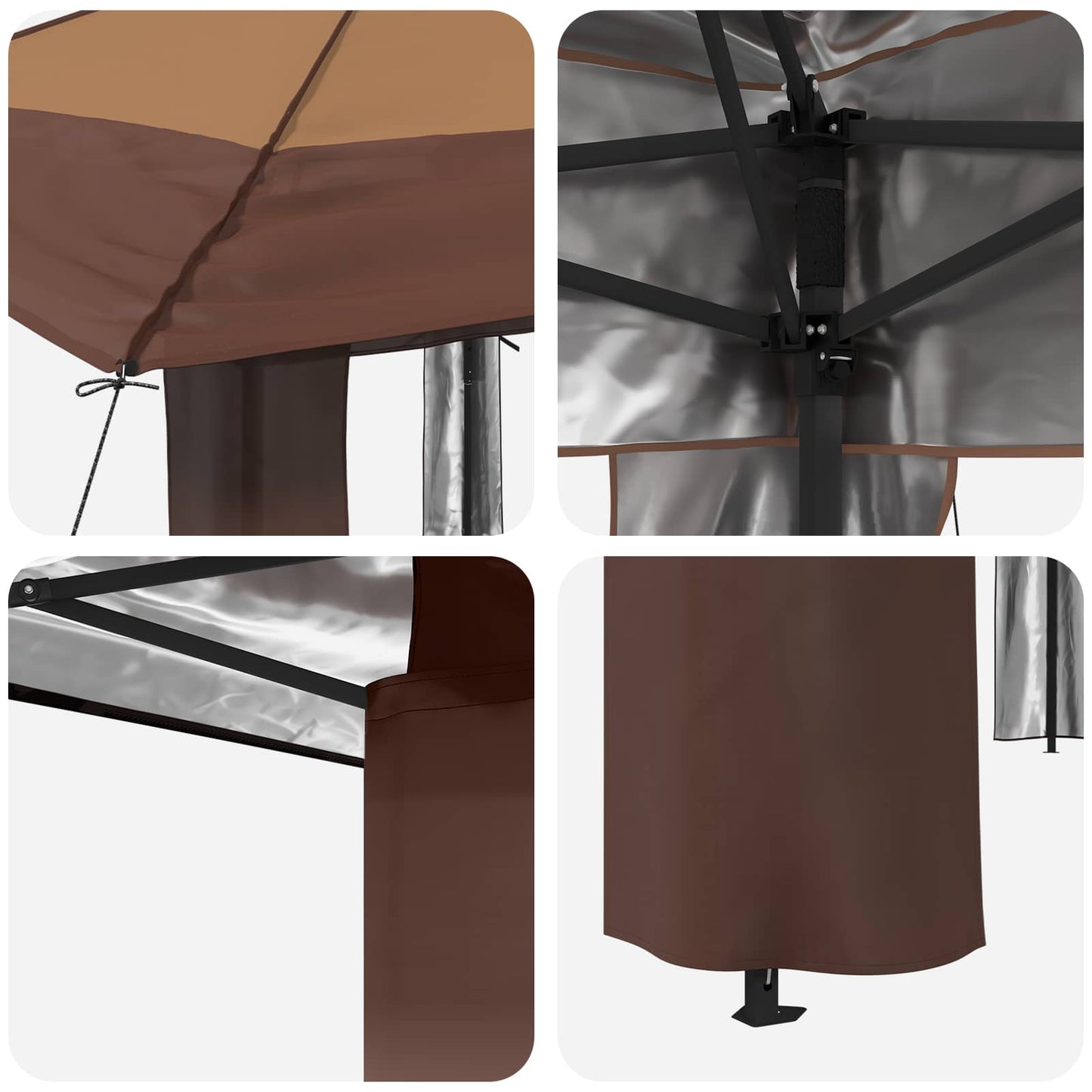 Gazebo ohne Seitenwand Beige und Braun